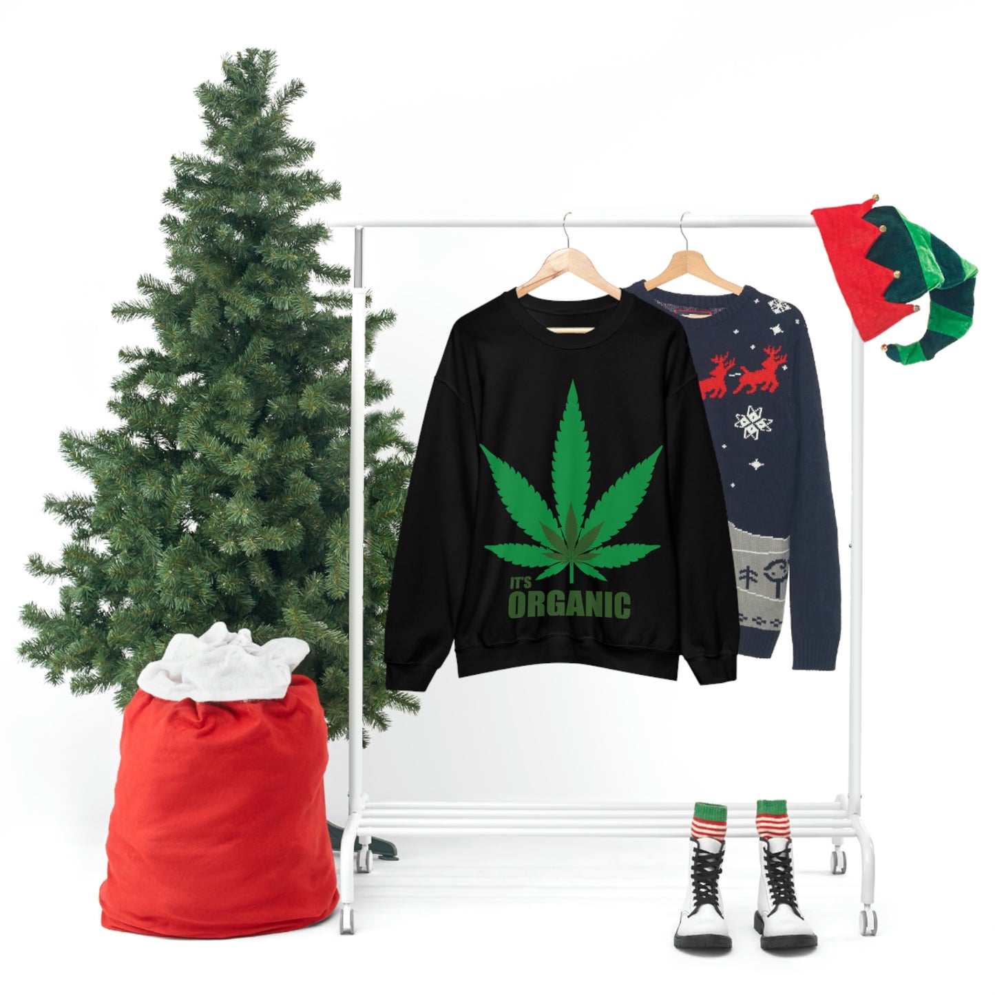 C'est un sweat-shirt à feuilles vertes bio Allons à une fête !