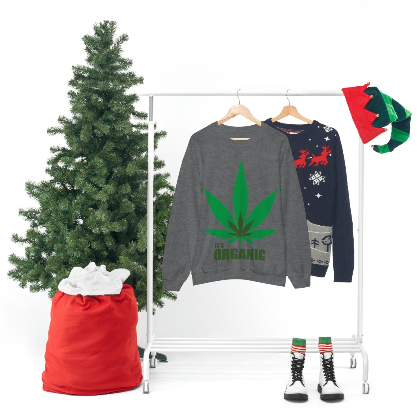 C'est un sweat-shirt à feuilles vertes bio Allons à une fête !