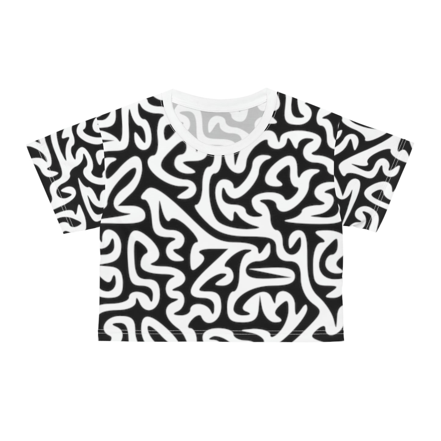 Maze Black White Crop T-shirt Great Pajama top Or CasuaL Shirt Traveling