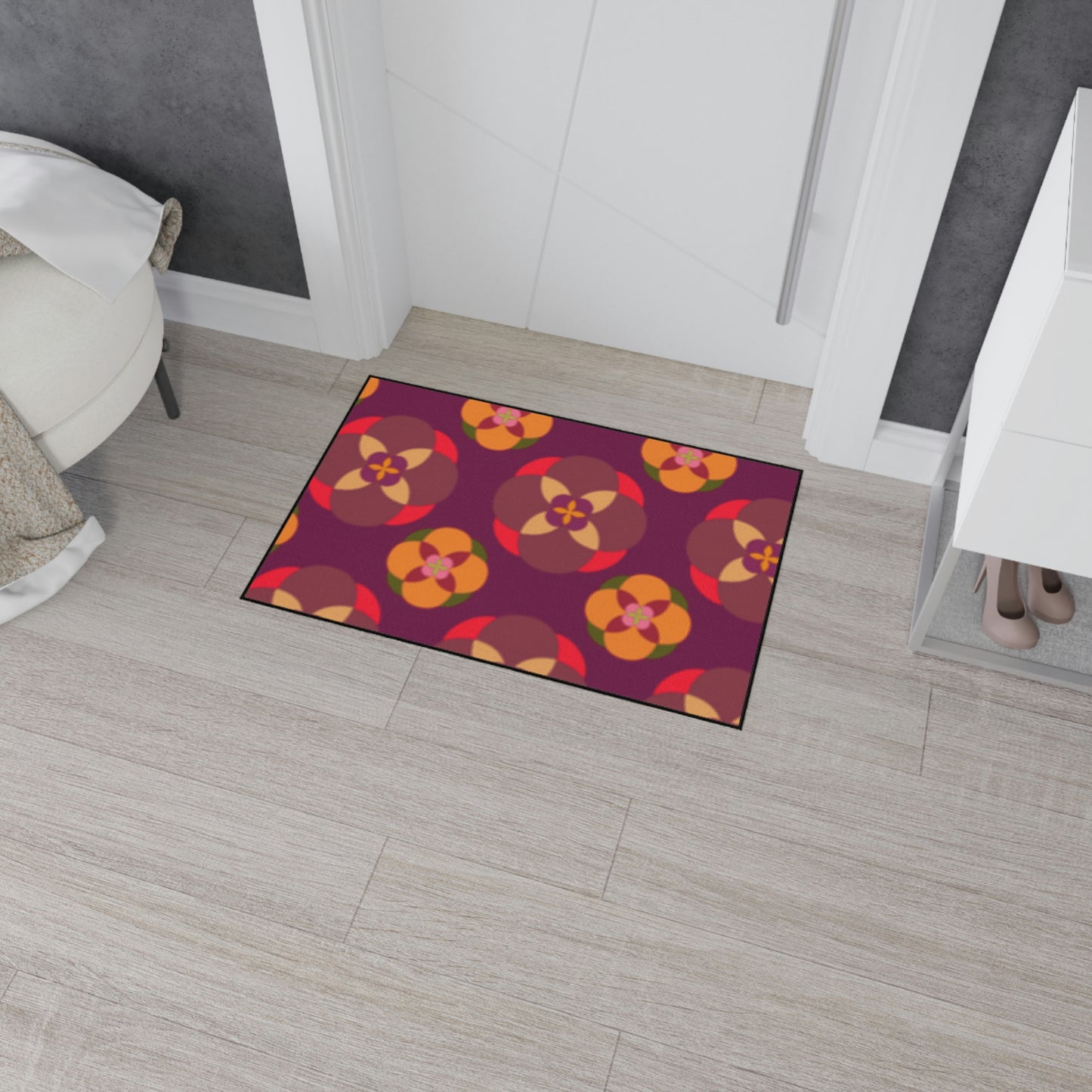 Purple with Fancy Circles Heavy Duty Floor Mat