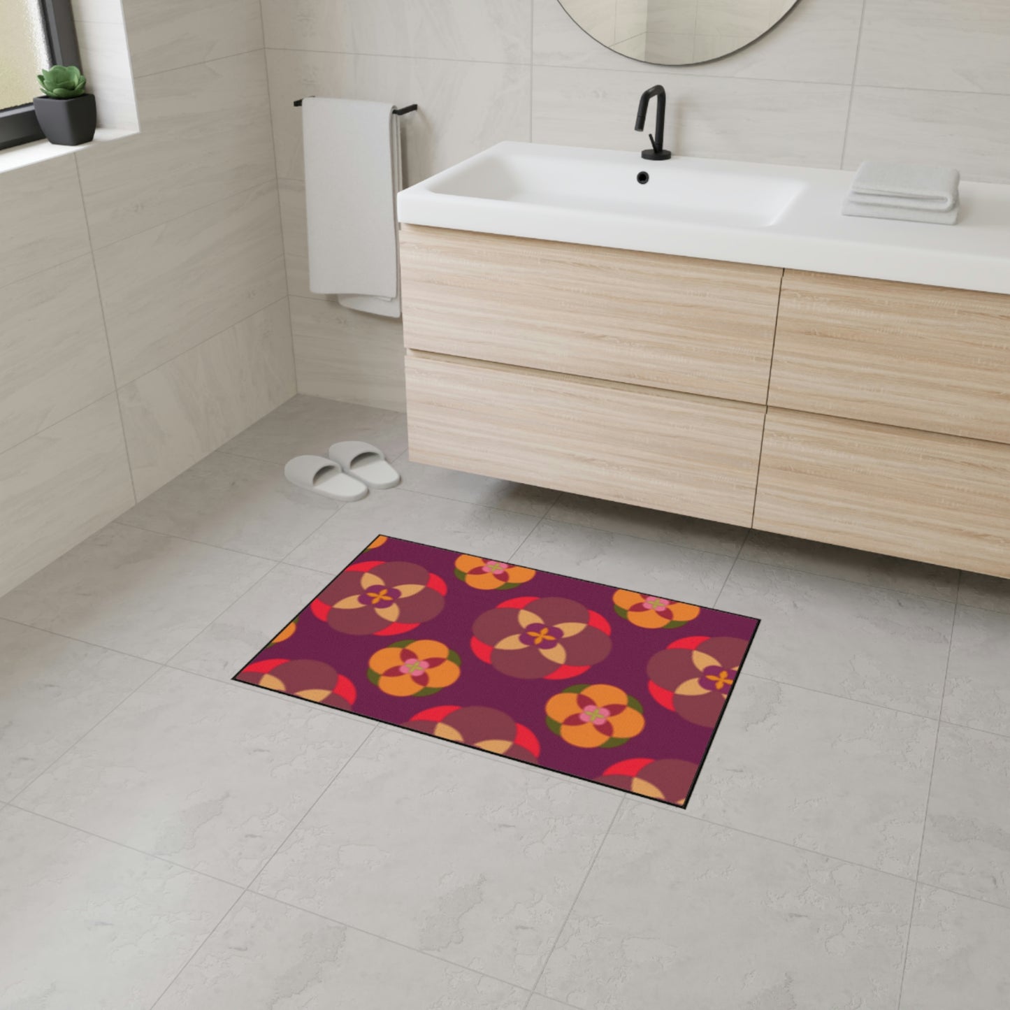 Purple with Fancy Circles Heavy Duty Floor Mat