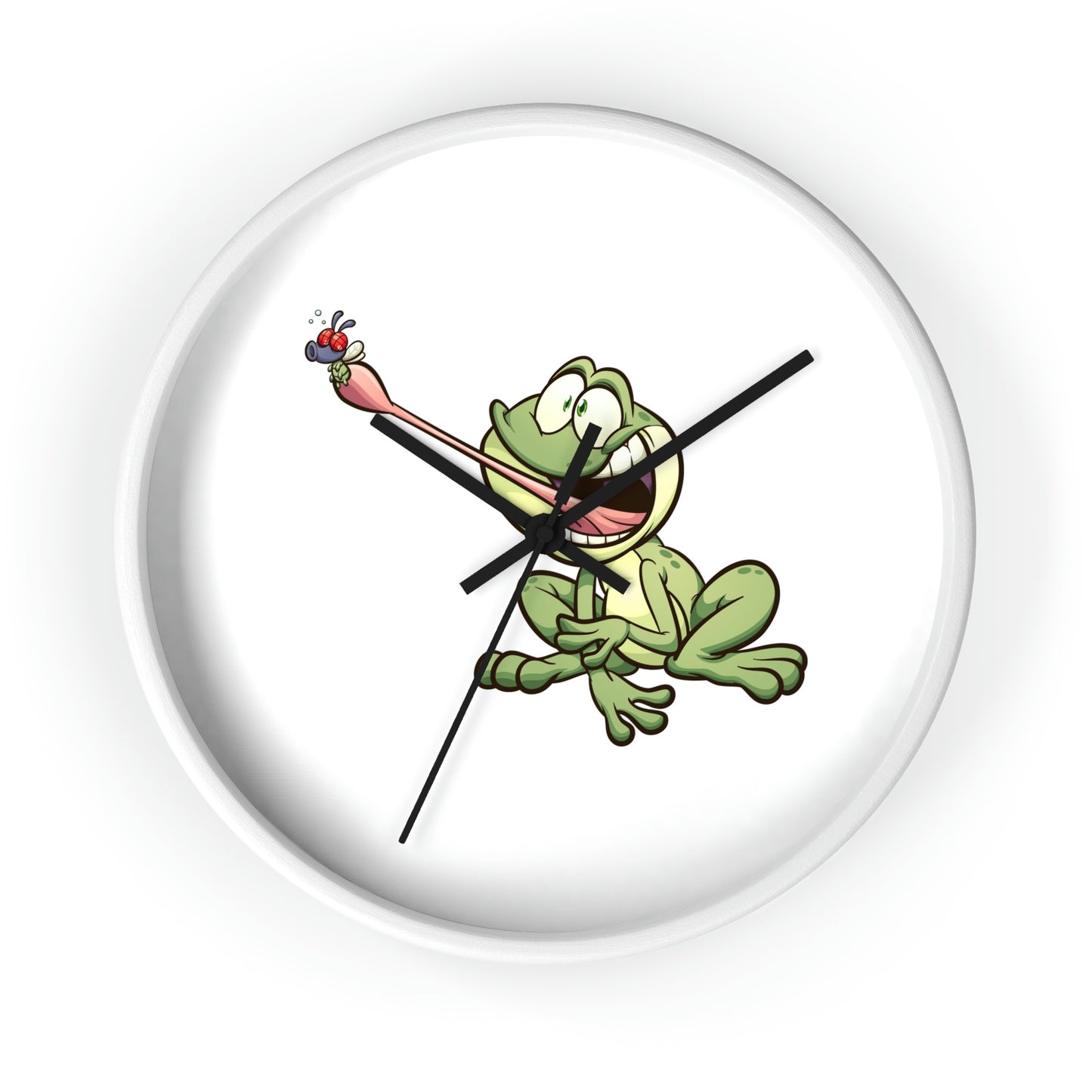 Reloj de pared con forma de rana atrapando un insecto. ¡Ideal para la habitación de los niños! ¡Un gran regalo!