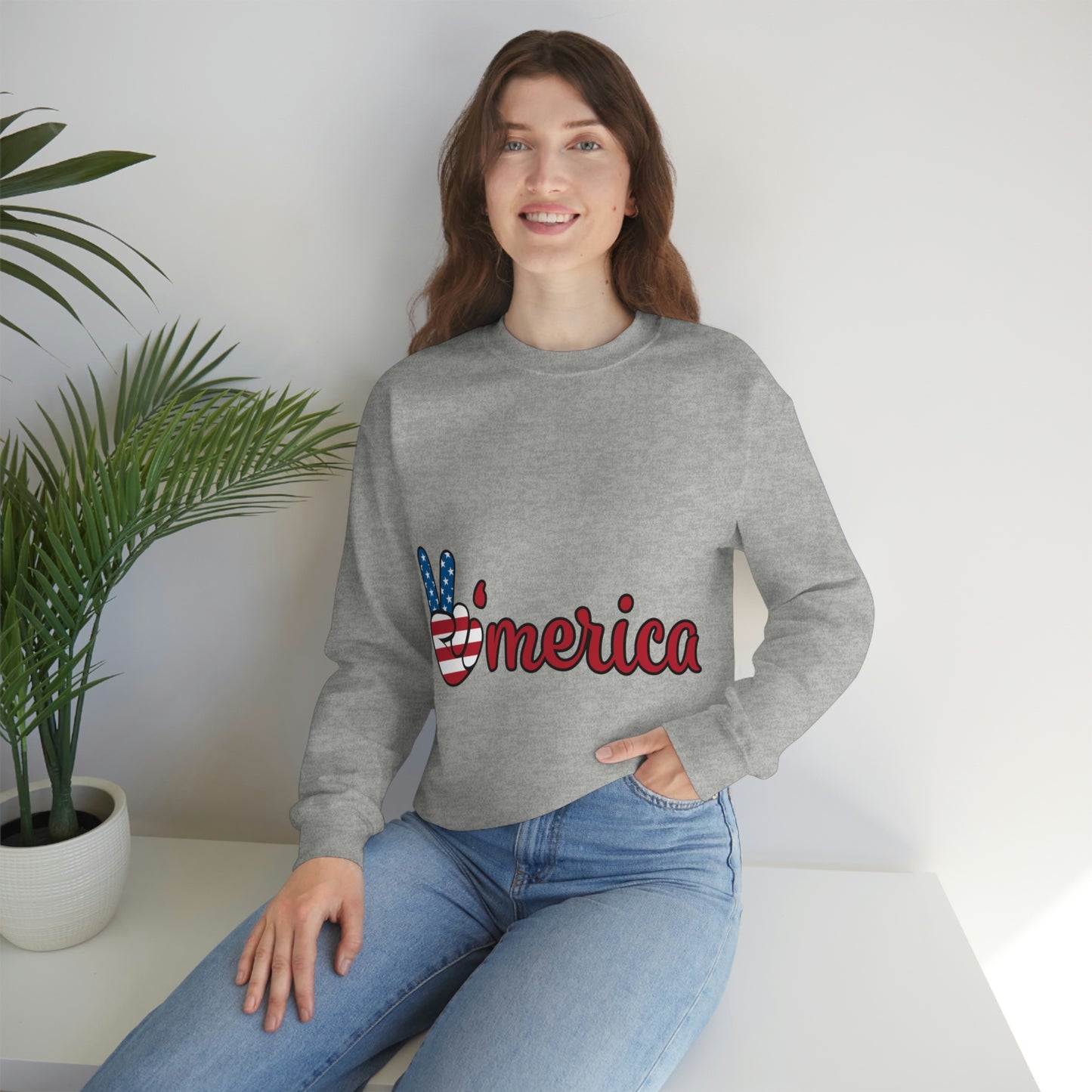 Sudadera de cuello redondo con el símbolo de la paz de Estados Unidos ¡Viajemos juntos!