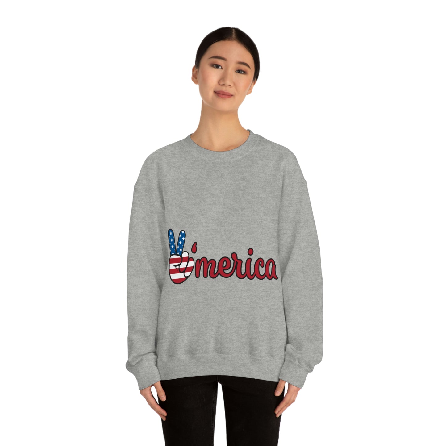 Sudadera de cuello redondo con el símbolo de la paz de Estados Unidos ¡Viajemos juntos!