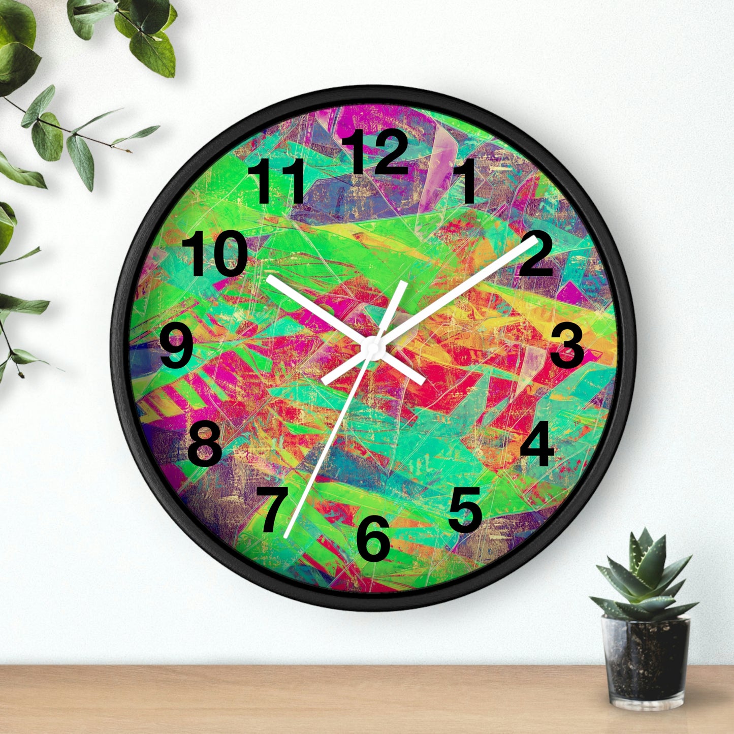 Pink Green Yellow  Purple Wall Clock Fabulous Wall Clock!