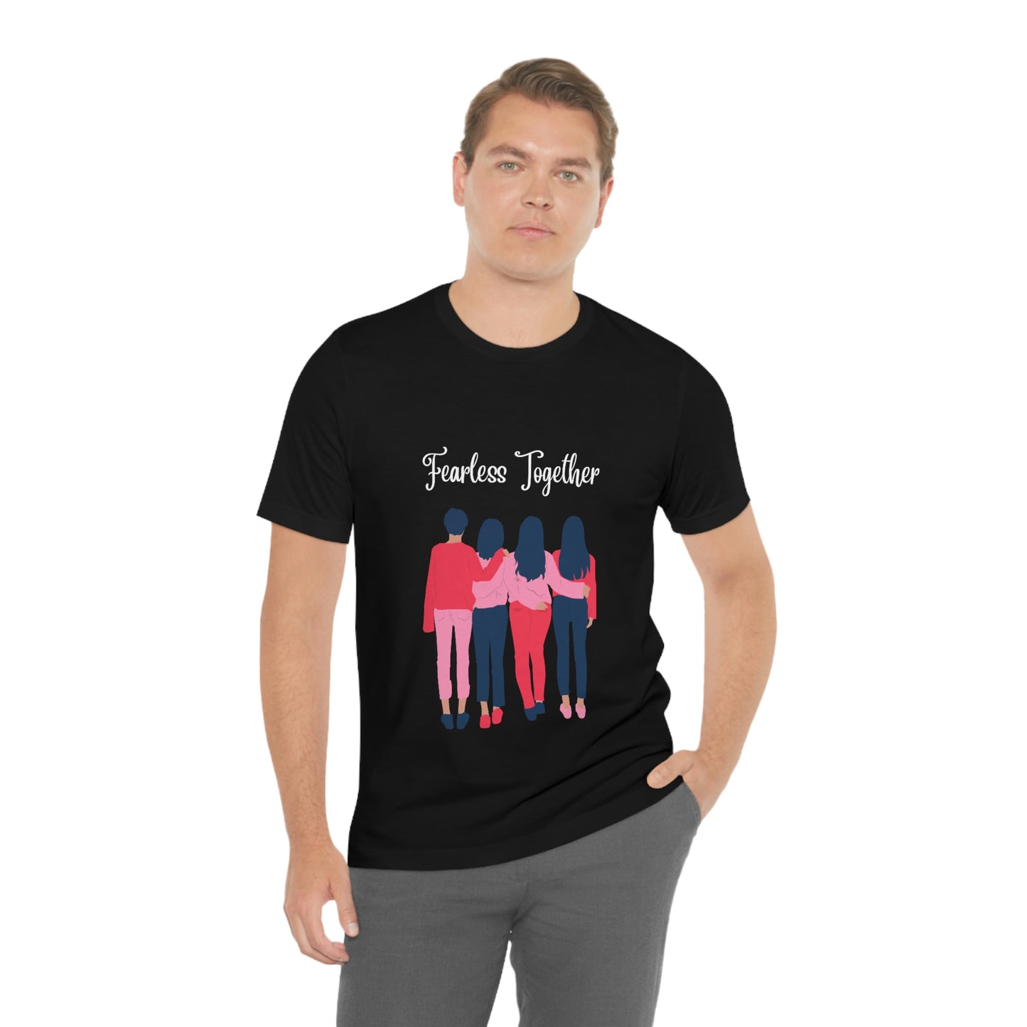 Camiseta unisex de manga corta Fearless Together para relajarse, trabajar, viajar, zoológico, museos, películas 