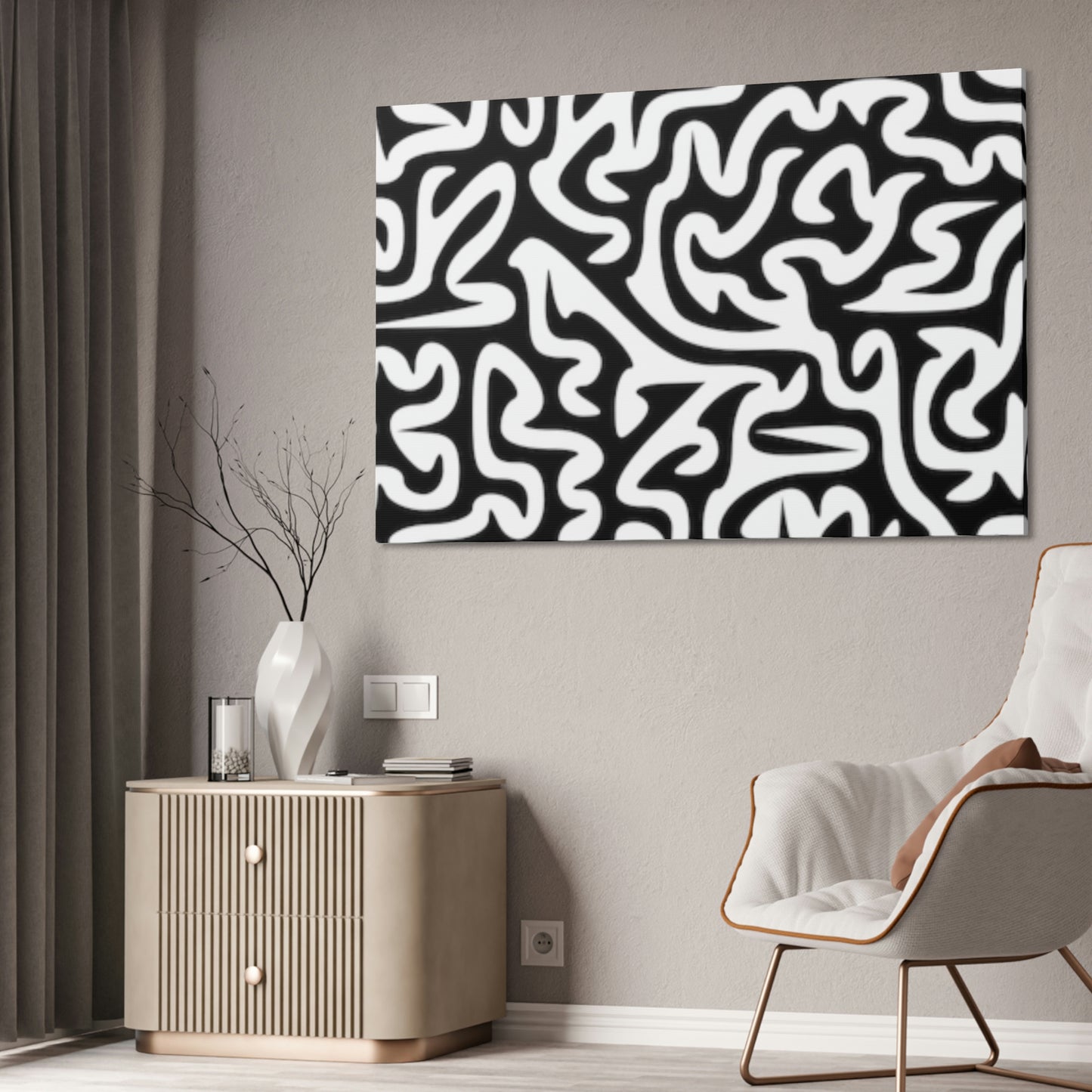 Black White Maze Canvas Stretched, 1.5'' Love My Walls!