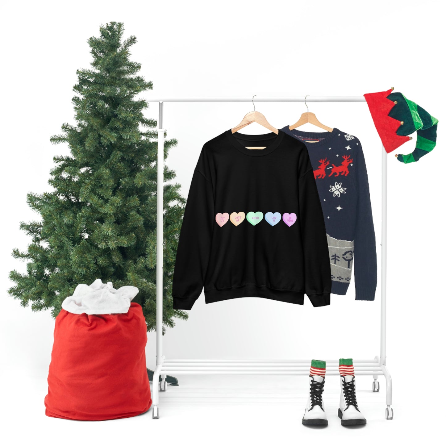 Sudadera con cuello redondo y corazones de caramelos ¡Me veo fabulosa!