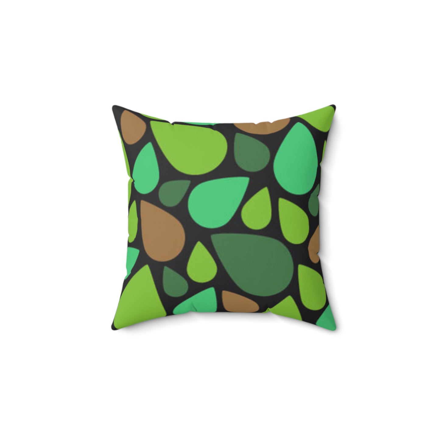 Green and Brown Teardrops Pillow Relaxing the Day Away