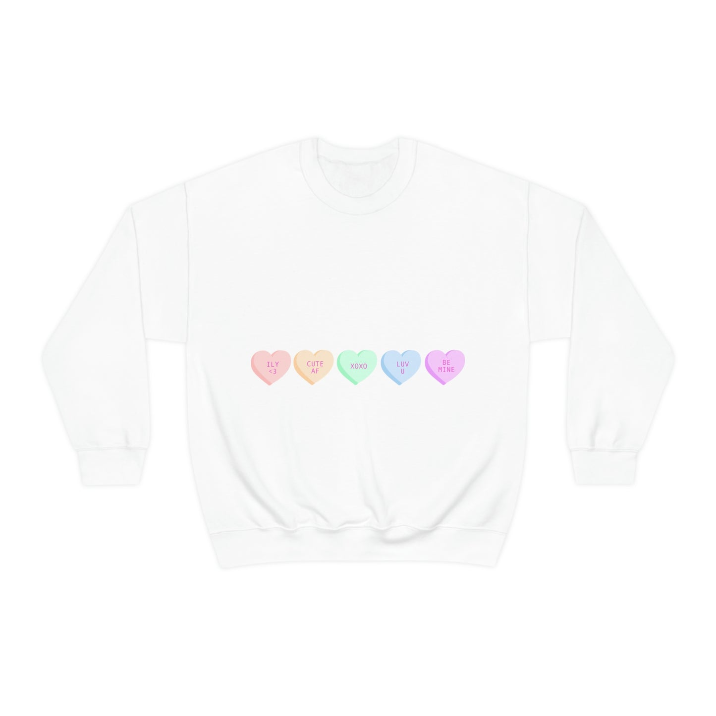 Sudadera con cuello redondo y corazones de caramelos ¡Me veo fabulosa!