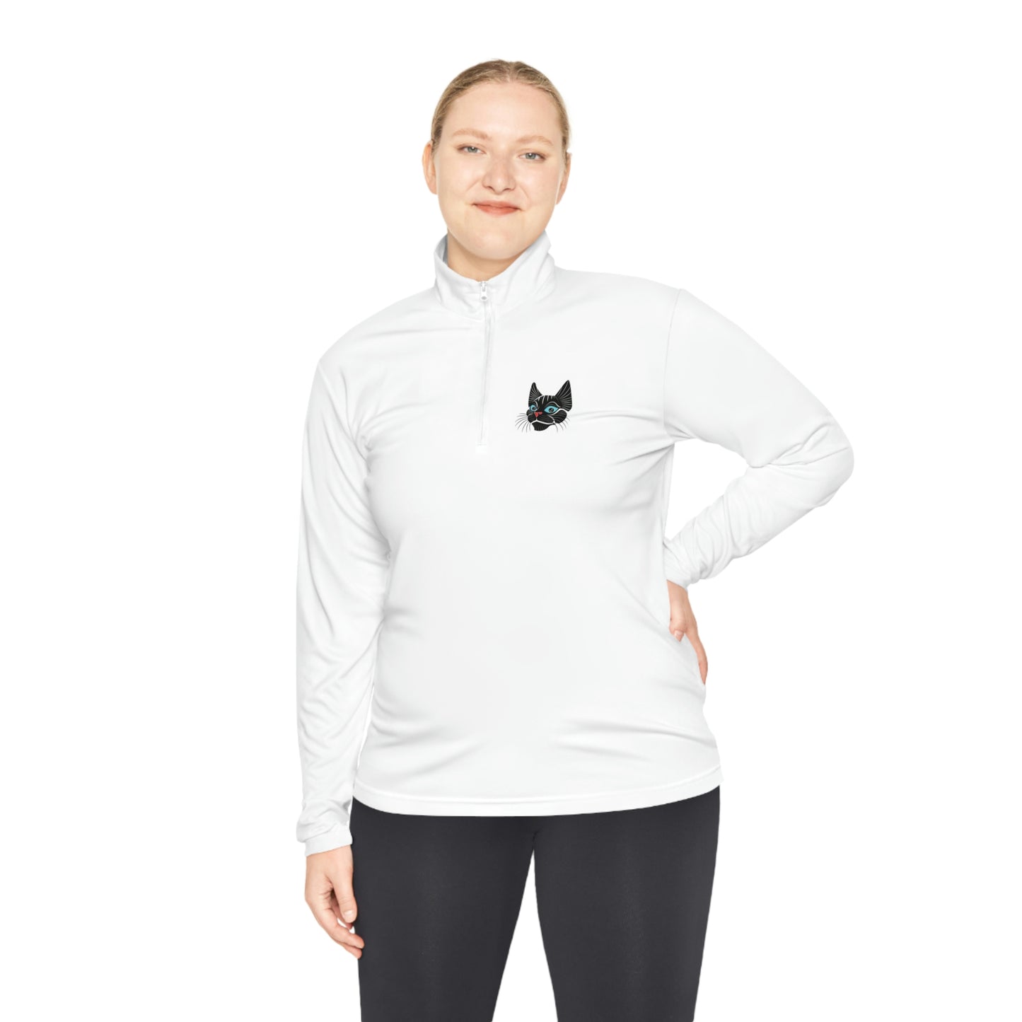Black Cat Drinking Wine. Unisex Quarter-Zip Pullover I Love My Birthday Gift!