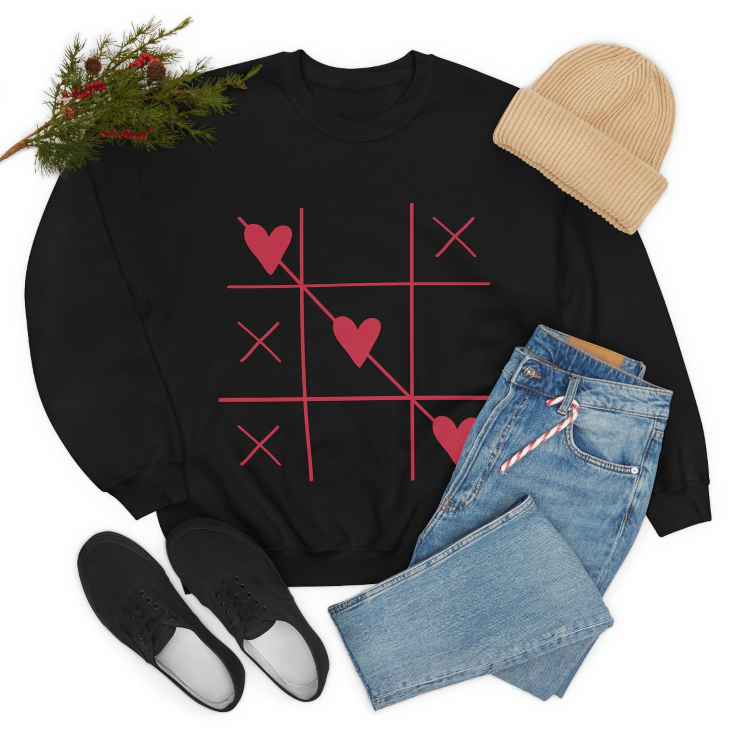 Sudadera con cuello redondo Tic Tac Toe ¡Me encanta mi regalo de cumpleaños!