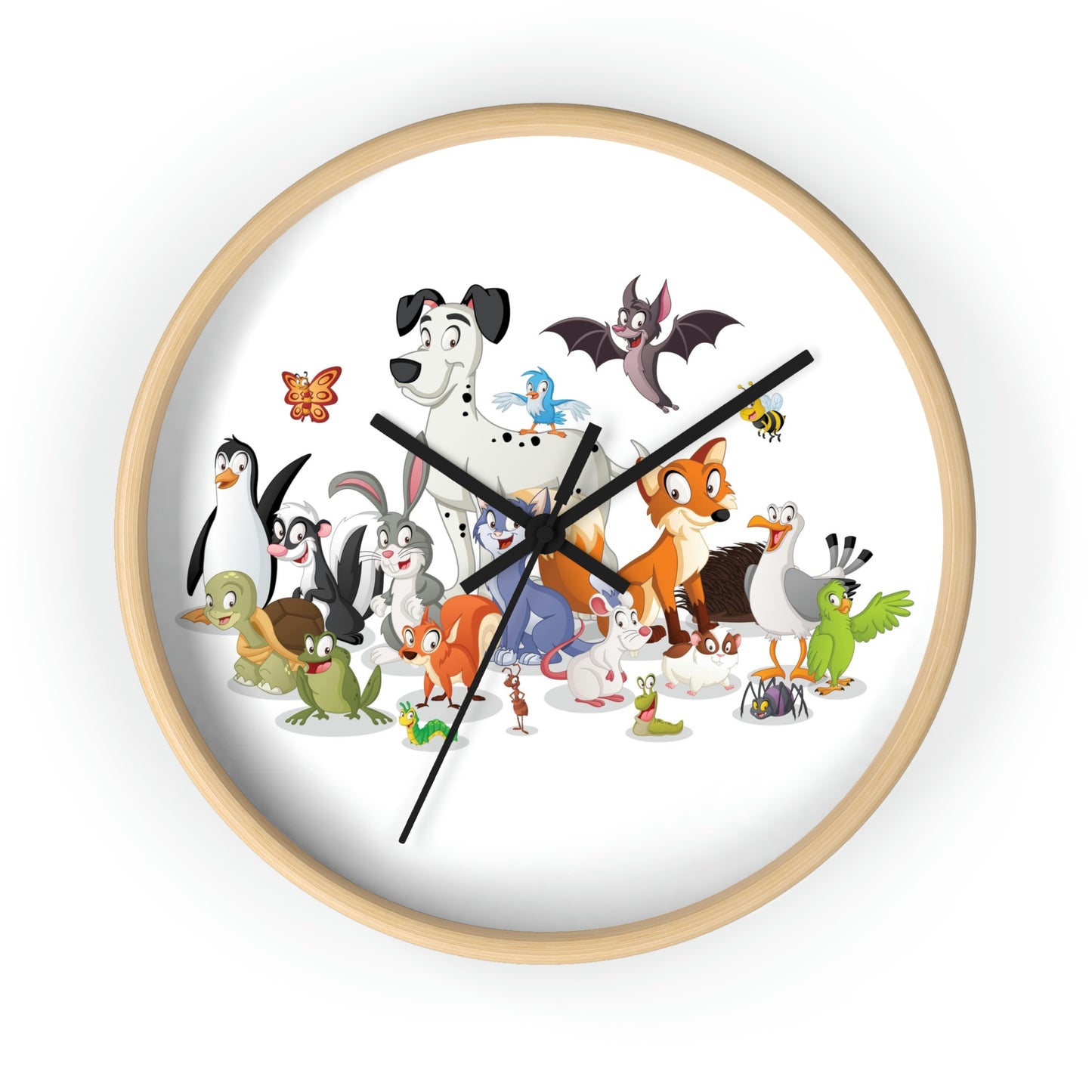 Horloge murale avec animaux de dessin animé pour une chambre d'enfant cool. Excellent cadeau !