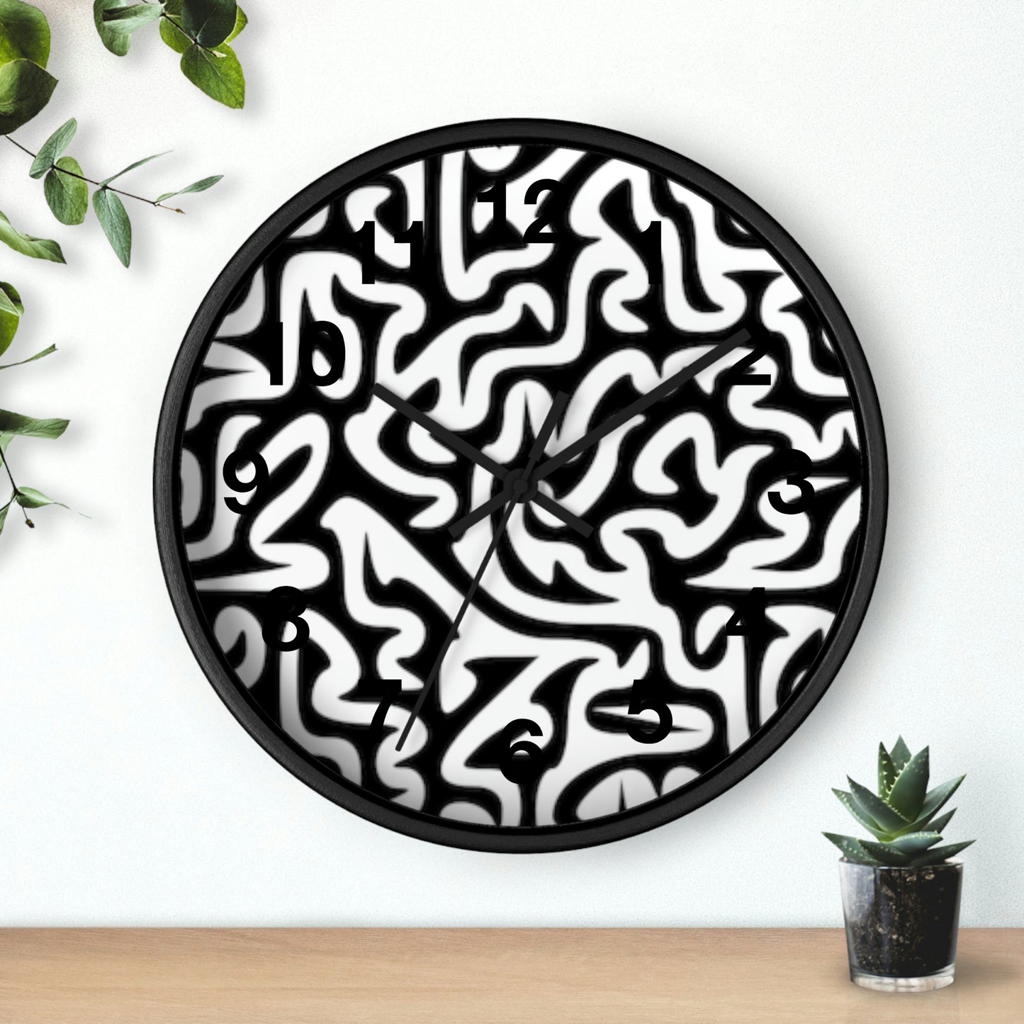 Horloge murale labyrinthe noir et blanc pour la maison, le travail, la cuisine, la salle de bain, cadeau