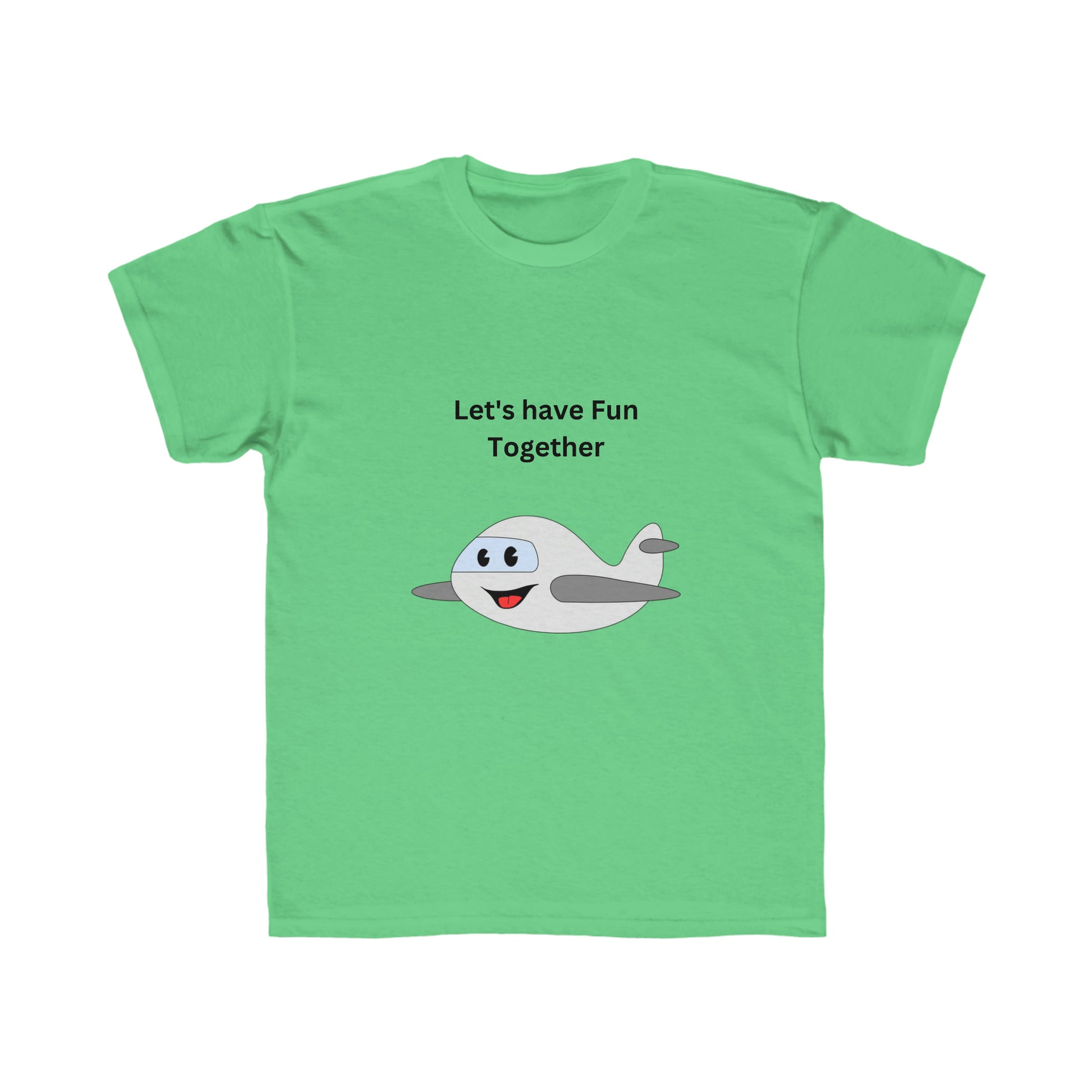 Airplane T-shirt. Let's have   fun Together. Custom Artwork. Unique Whimsical Flare. Vivid Colors. Great for boys and girls. Great to wear everyday of the week. Soft against your skin. Such a Wonderful Gift!