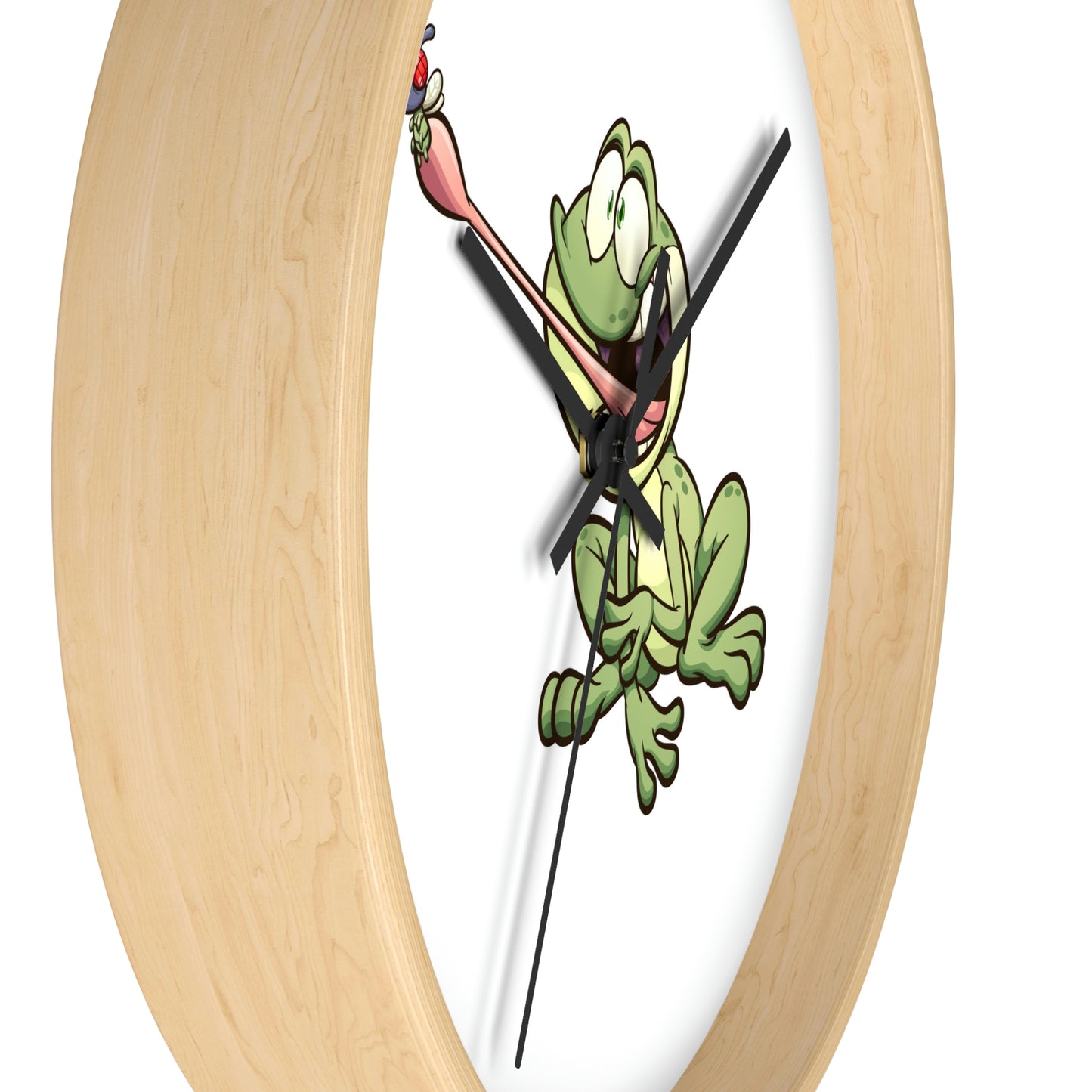 Reloj de pared con forma de rana atrapando un insecto. ¡Ideal para la habitación de los niños! ¡Un gran regalo!