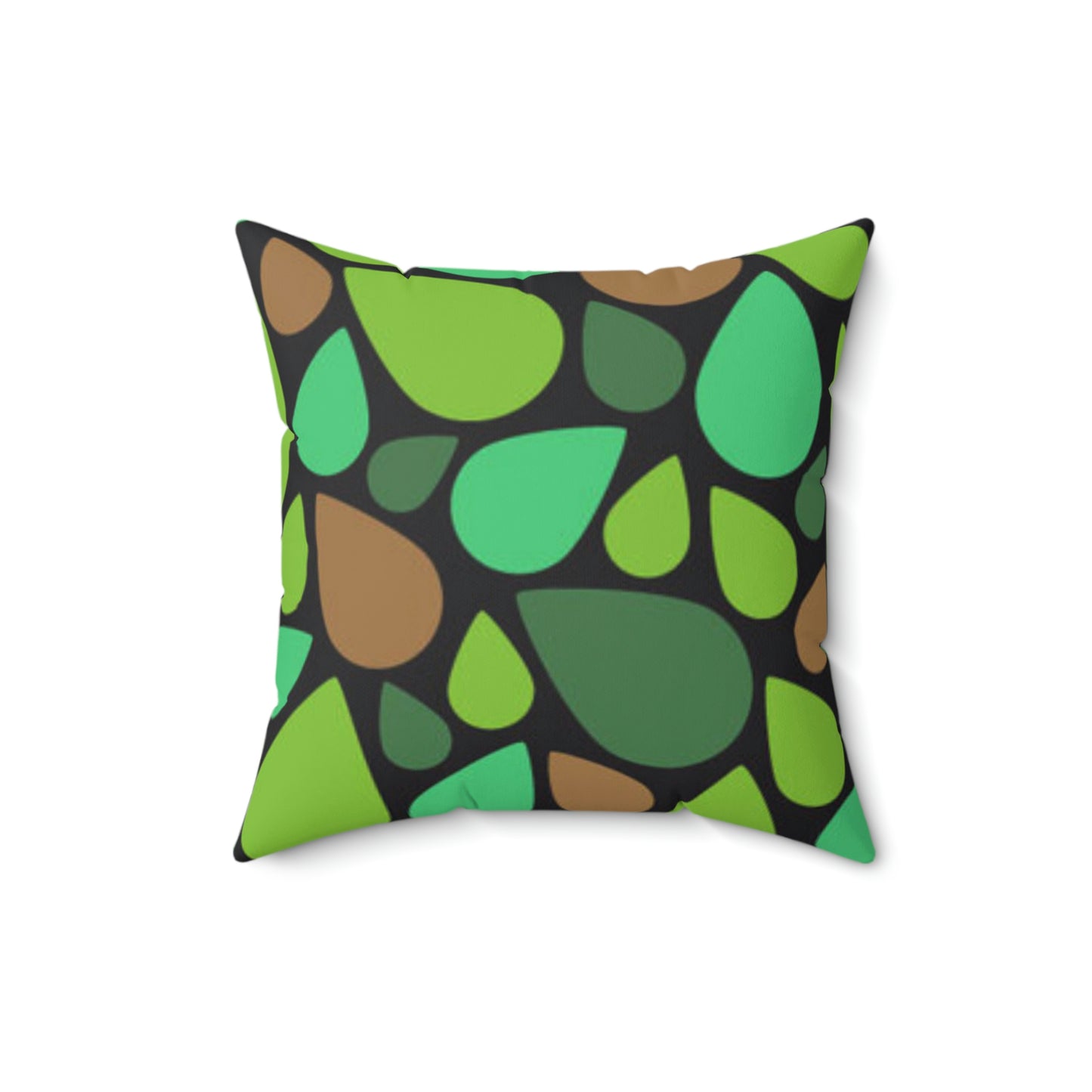 Green and Brown Teardrops Pillow Relaxing the Day Away