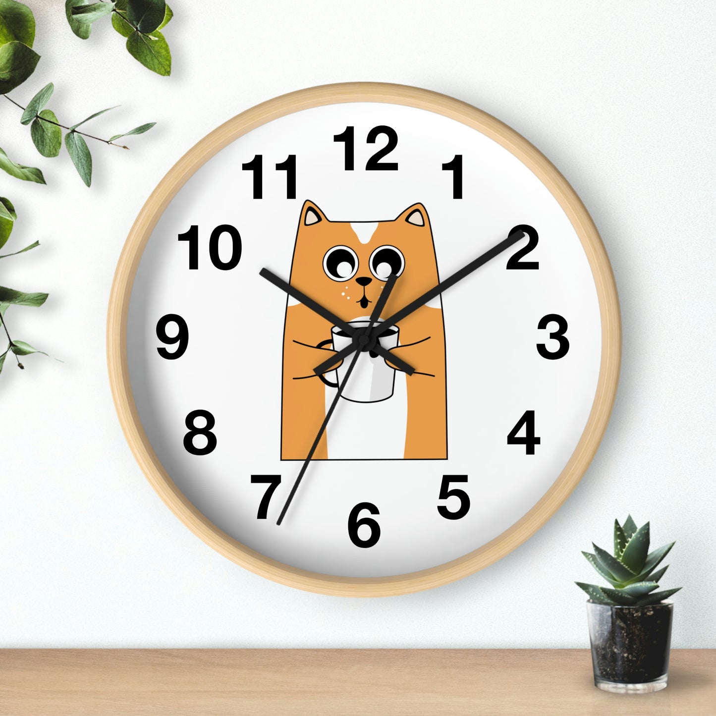 Horloge murale chat avec café chaud Horloge murale pour amoureux des chats Cadeau fabuleux !
