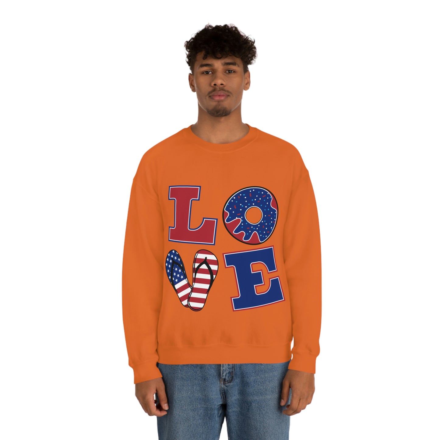 Red White Blue Love Crewneck Sweatshirt Looking Fabulous!