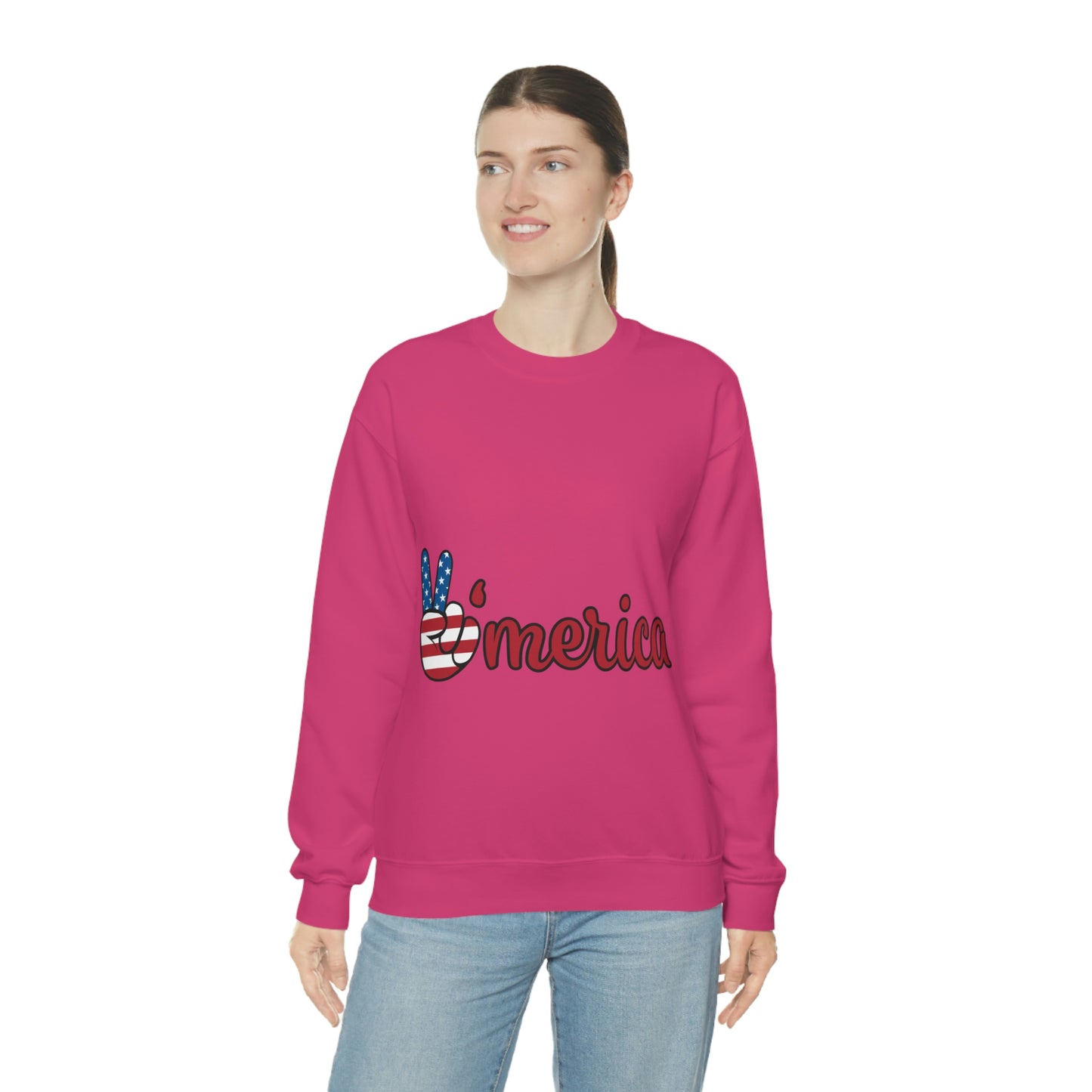 Sudadera de cuello redondo con el símbolo de la paz de Estados Unidos ¡Viajemos juntos!
