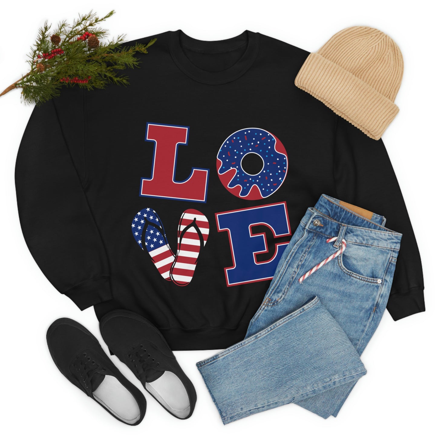Red White Blue Love Crewneck Sweatshirt Looking Fabulous!