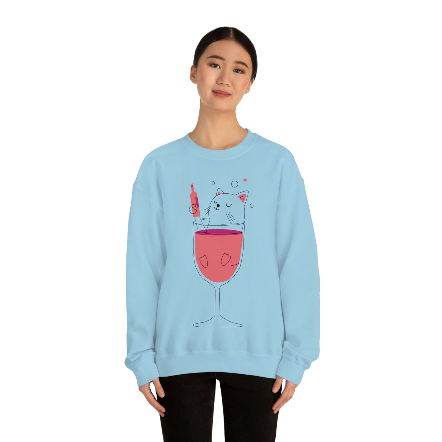 Cat in Wine Cup Drinking Sweatshirt My Sister Would Love This Gift!