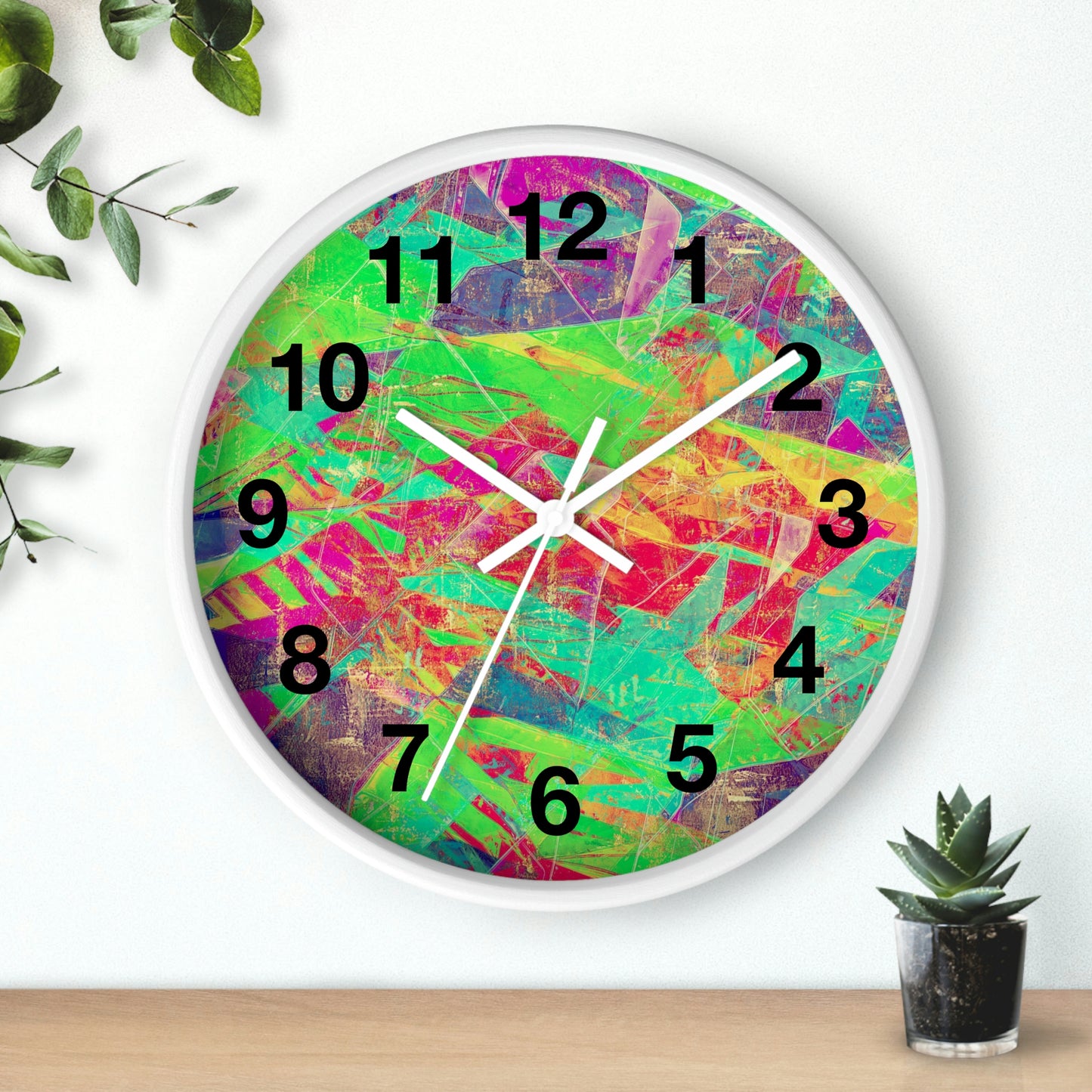 Pink Green Yellow  Purple Wall Clock Fabulous Wall Clock!