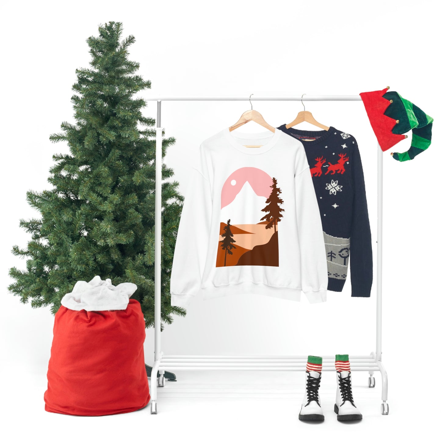 Pine Tree Mountain Moon Sweatshirt Fabulous Holiday Gift!