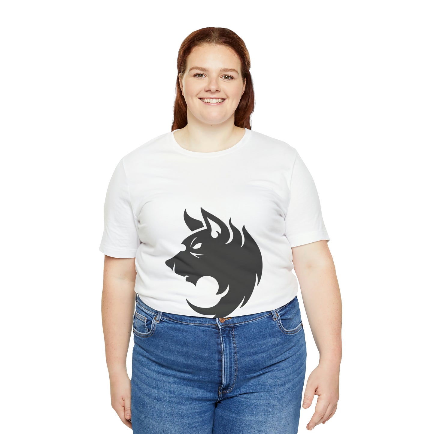 T-shirt à manches courtes unisexe en jersey Silhouette de loup Voyage Soirée en amoureux Films