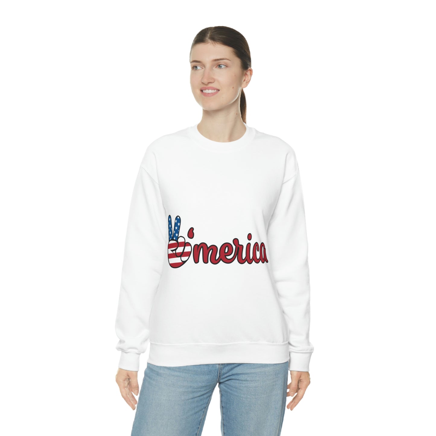 Sudadera de cuello redondo con el símbolo de la paz de Estados Unidos ¡Viajemos juntos!