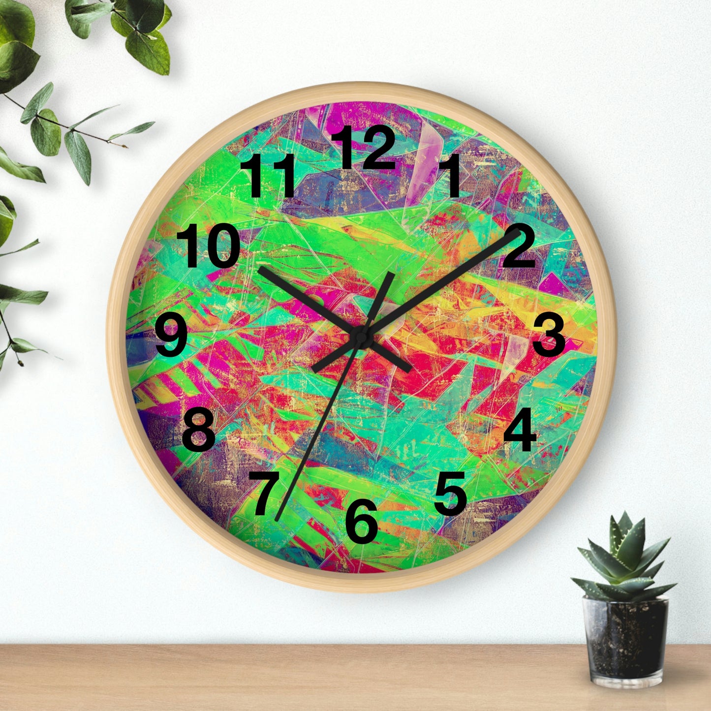 Pink Green Yellow  Purple Wall Clock Fabulous Wall Clock!