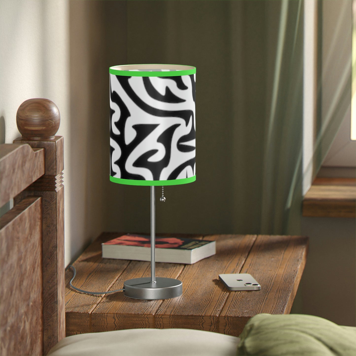 Lampe Maze noire et blanche sur pied, prise US|CA Chambre Bureau Salon CADEAU