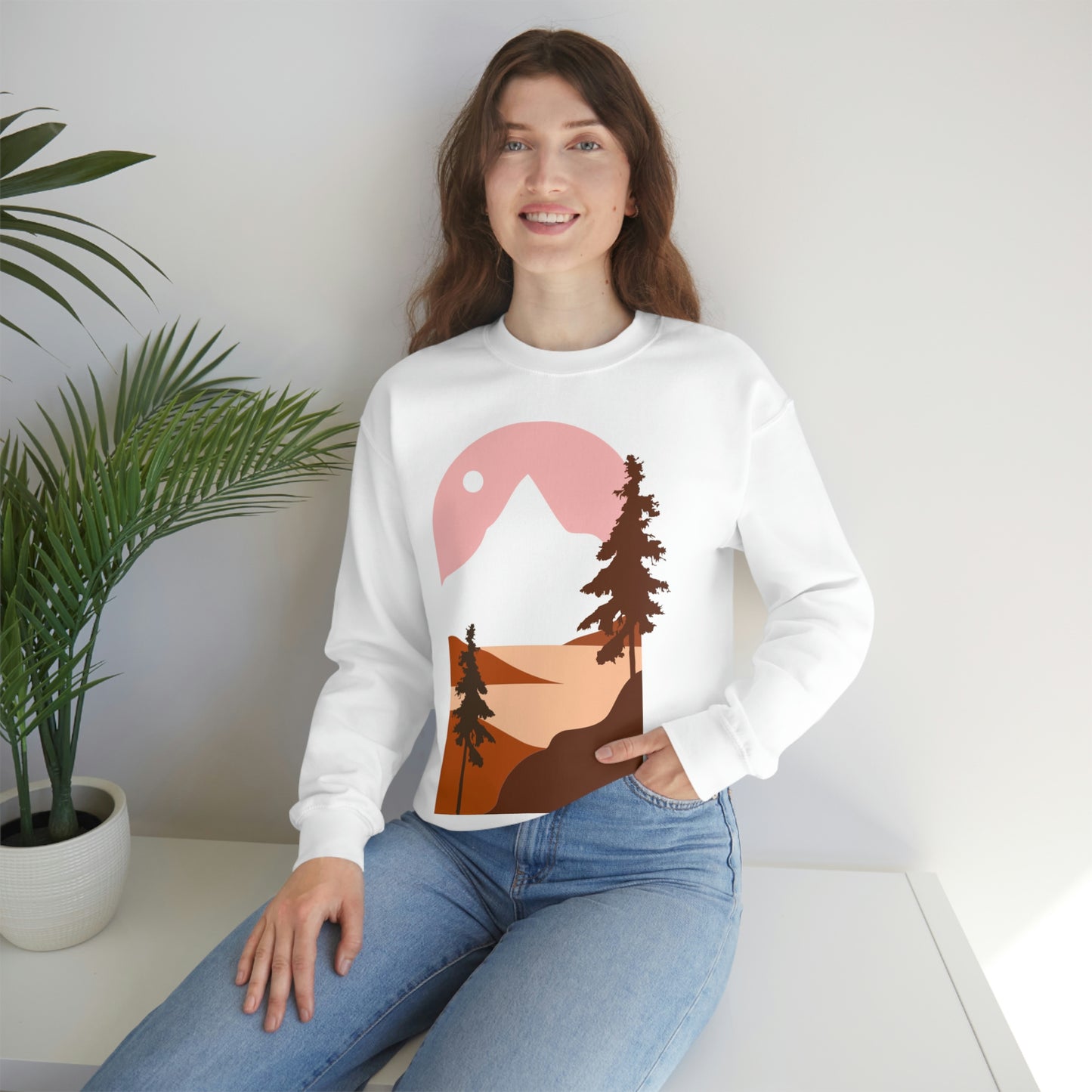 Pine Tree Mountain Moon Sweatshirt Fabulous Holiday Gift!