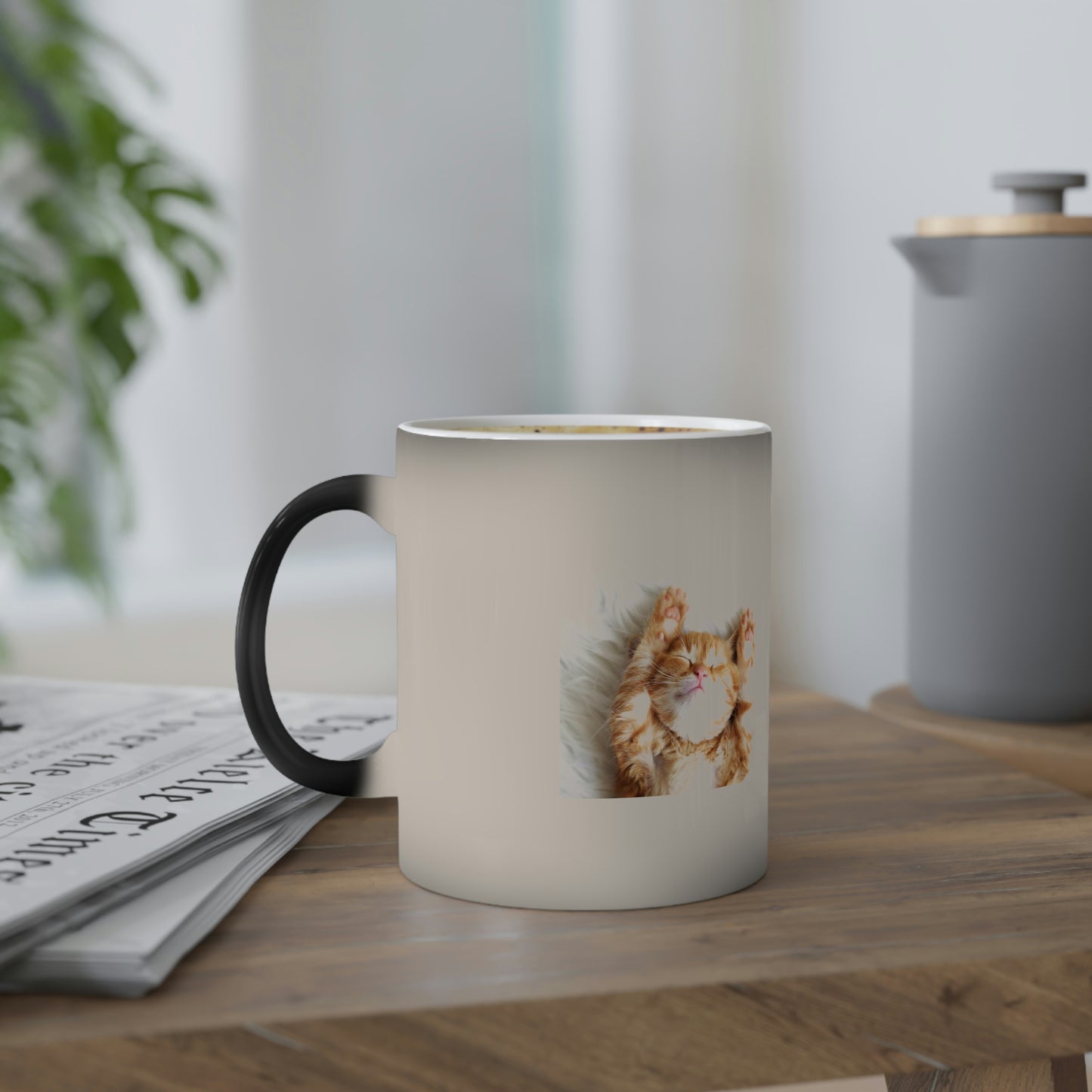 Sleepy Cat Color-Changing Mug, 11oz Hot Coffee Tea Water Soda Ice Cream Soup Noodles