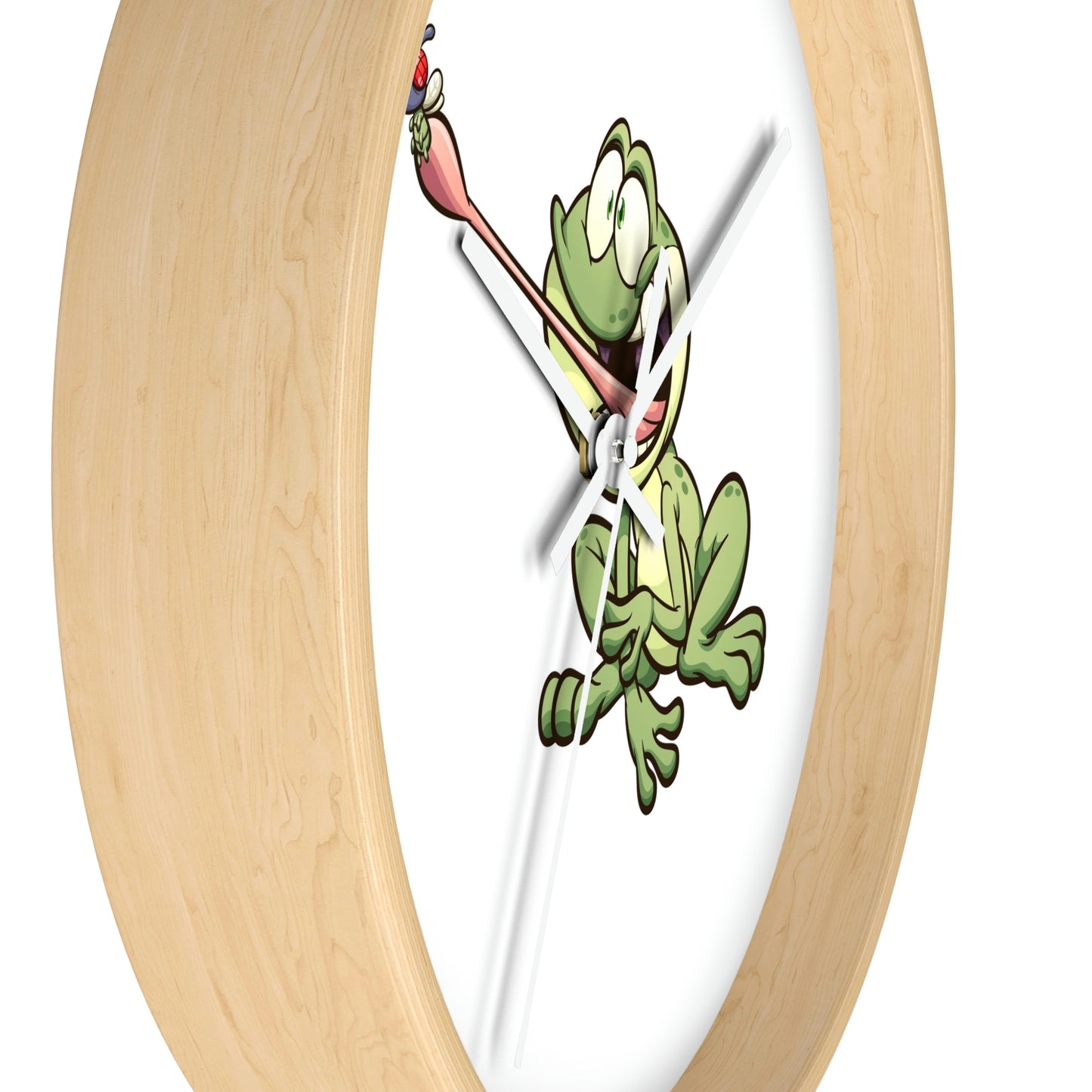 Reloj de pared con forma de rana atrapando un insecto. ¡Ideal para la habitación de los niños! ¡Un gran regalo!