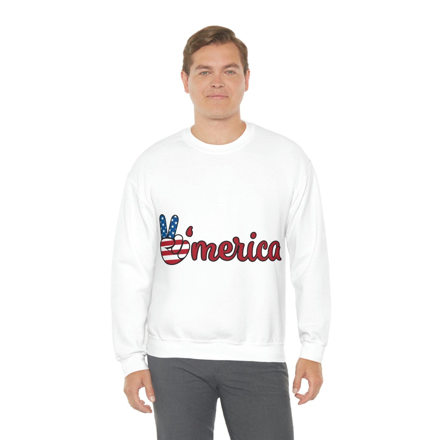 Sudadera de cuello redondo con el símbolo de la paz de Estados Unidos ¡Viajemos juntos!