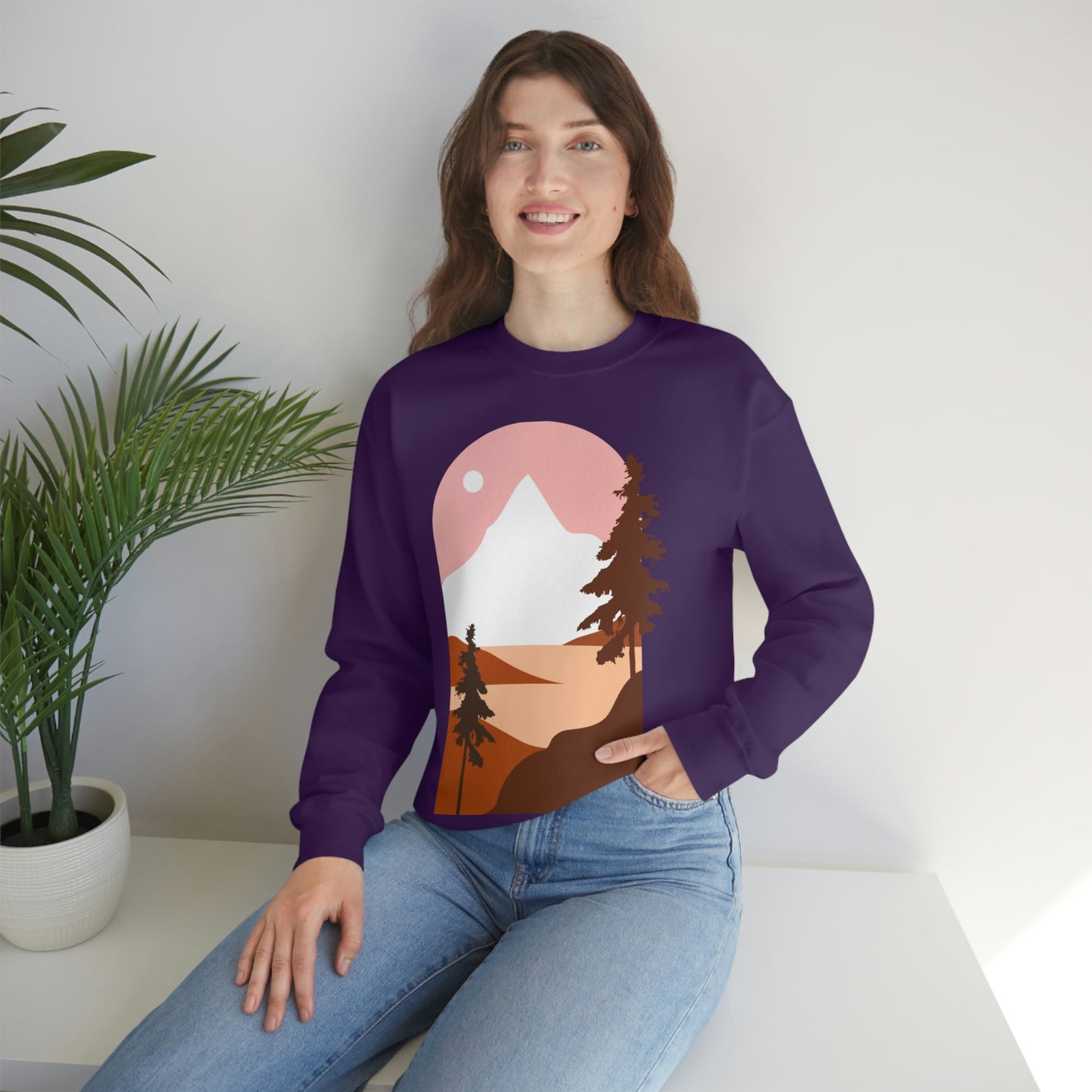 Pine Tree Mountain Moon Sweatshirt Fabulous Holiday Gift!