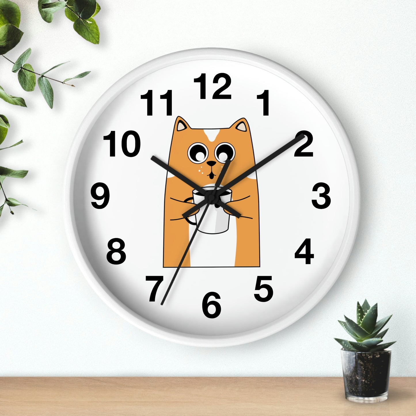 Horloge murale chat avec café chaud Horloge murale pour amoureux des chats Cadeau fabuleux !