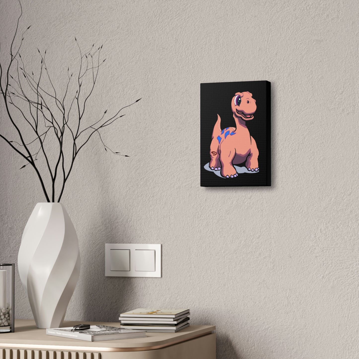 Lienzo estirado con fondo negro de dinosaurio, 1,5'', regalo de cumpleaños para niños pequeños y niños pequeños 