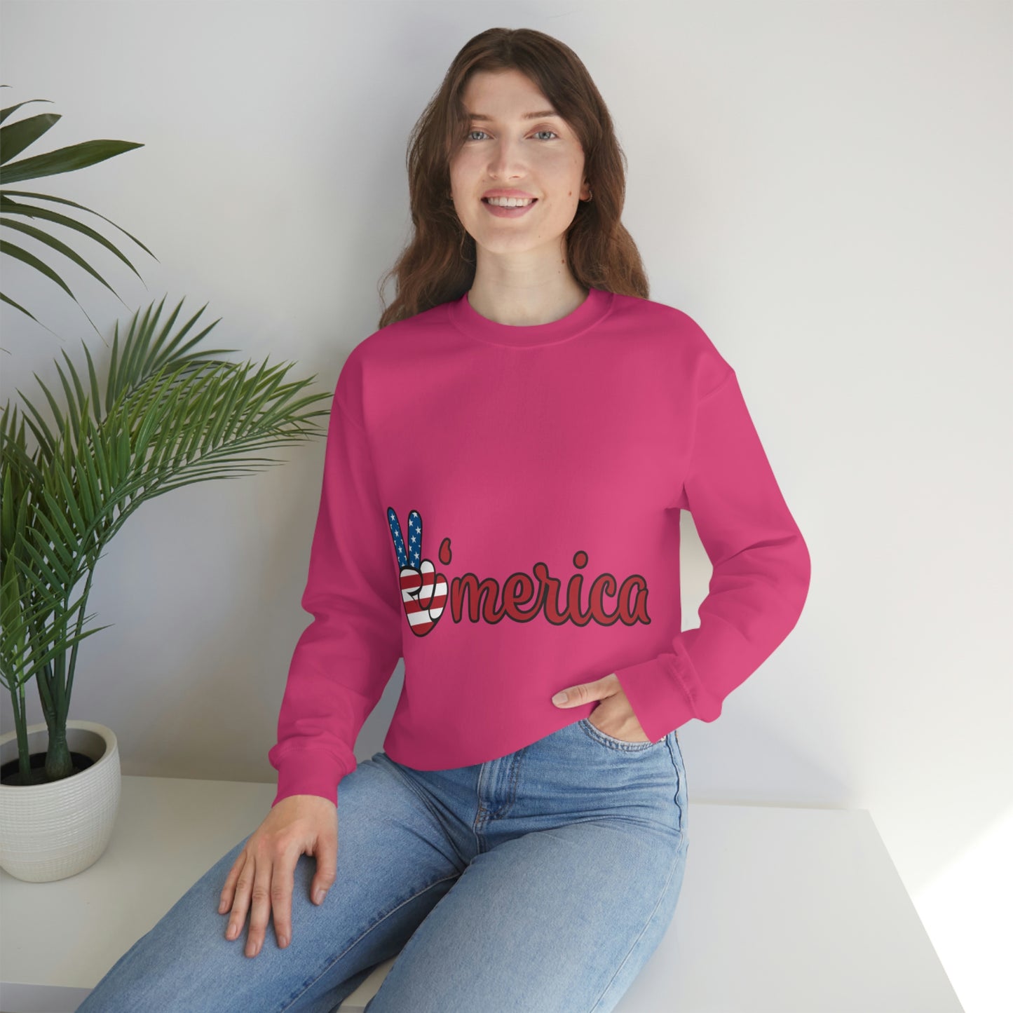 Sudadera de cuello redondo con el símbolo de la paz de Estados Unidos ¡Viajemos juntos!