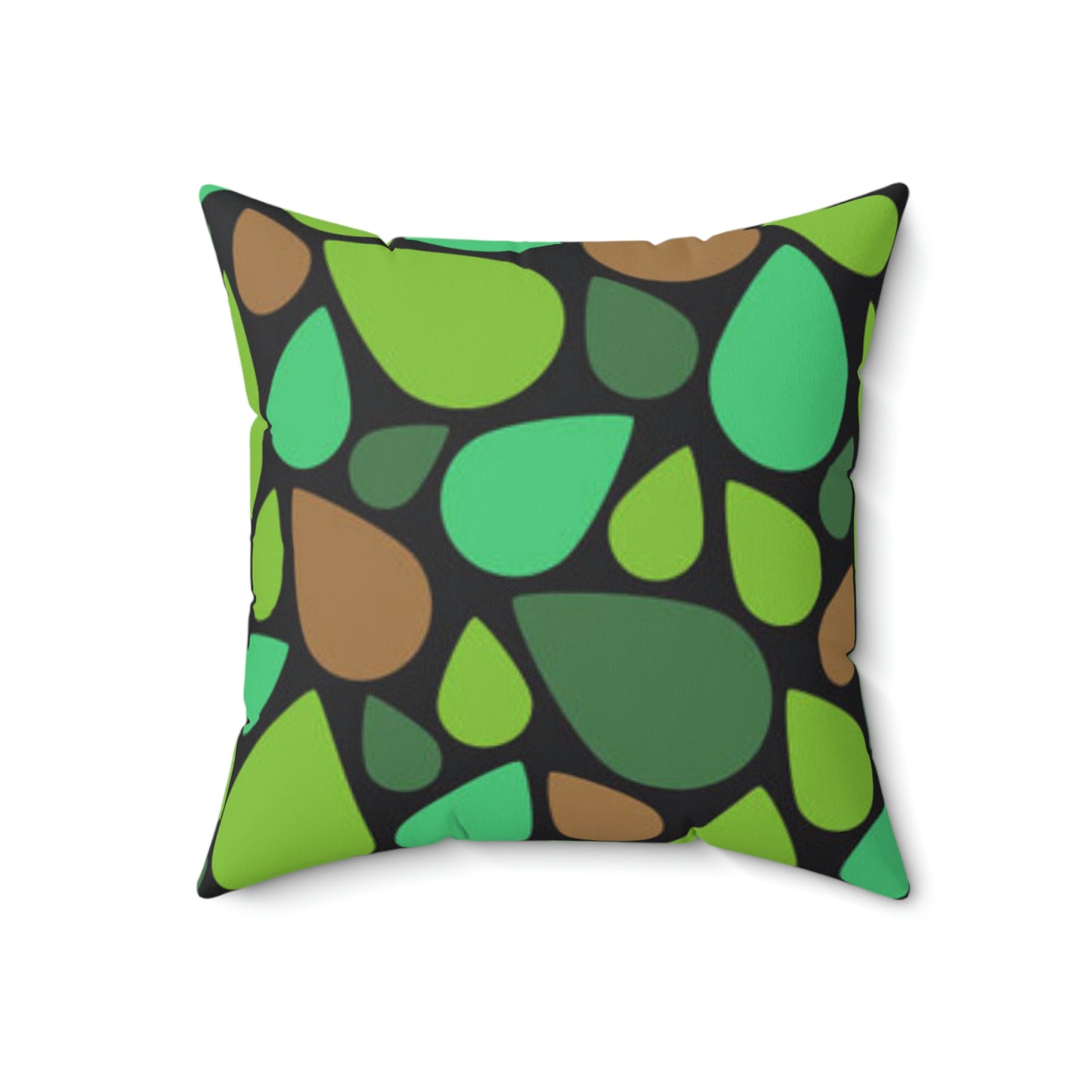 Green and Brown Teardrops Pillow Relaxing the Day Away