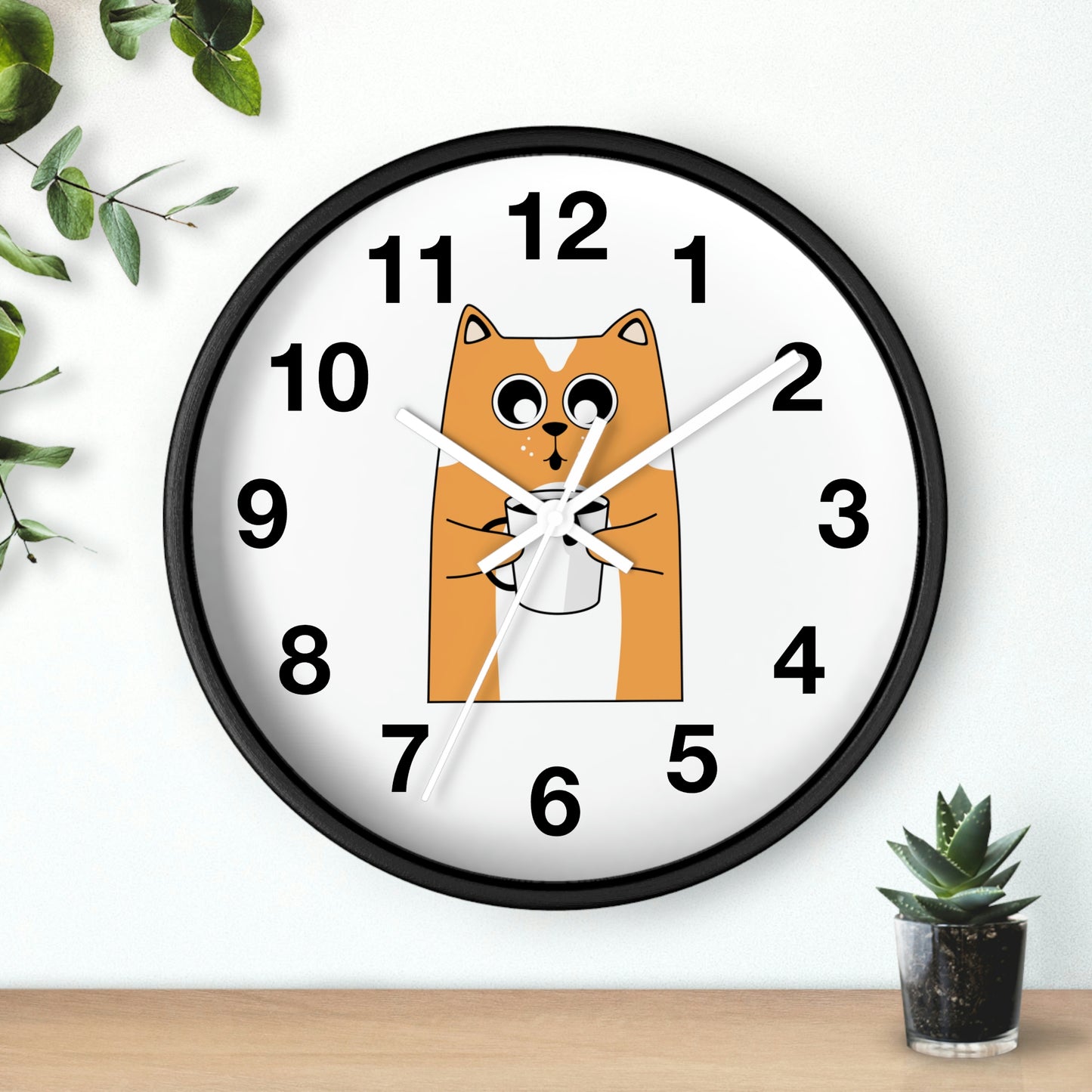 Horloge murale chat avec café chaud Horloge murale pour amoureux des chats Cadeau fabuleux !