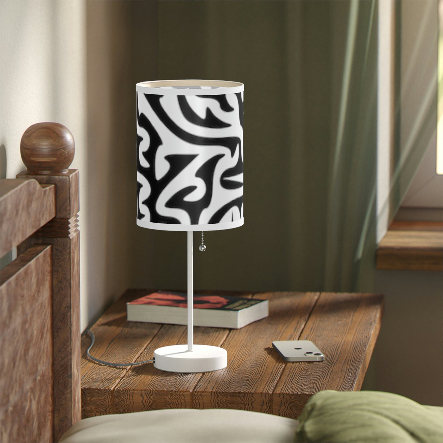 Lampe Maze noire et blanche sur pied, prise US|CA Chambre Bureau Salon CADEAU