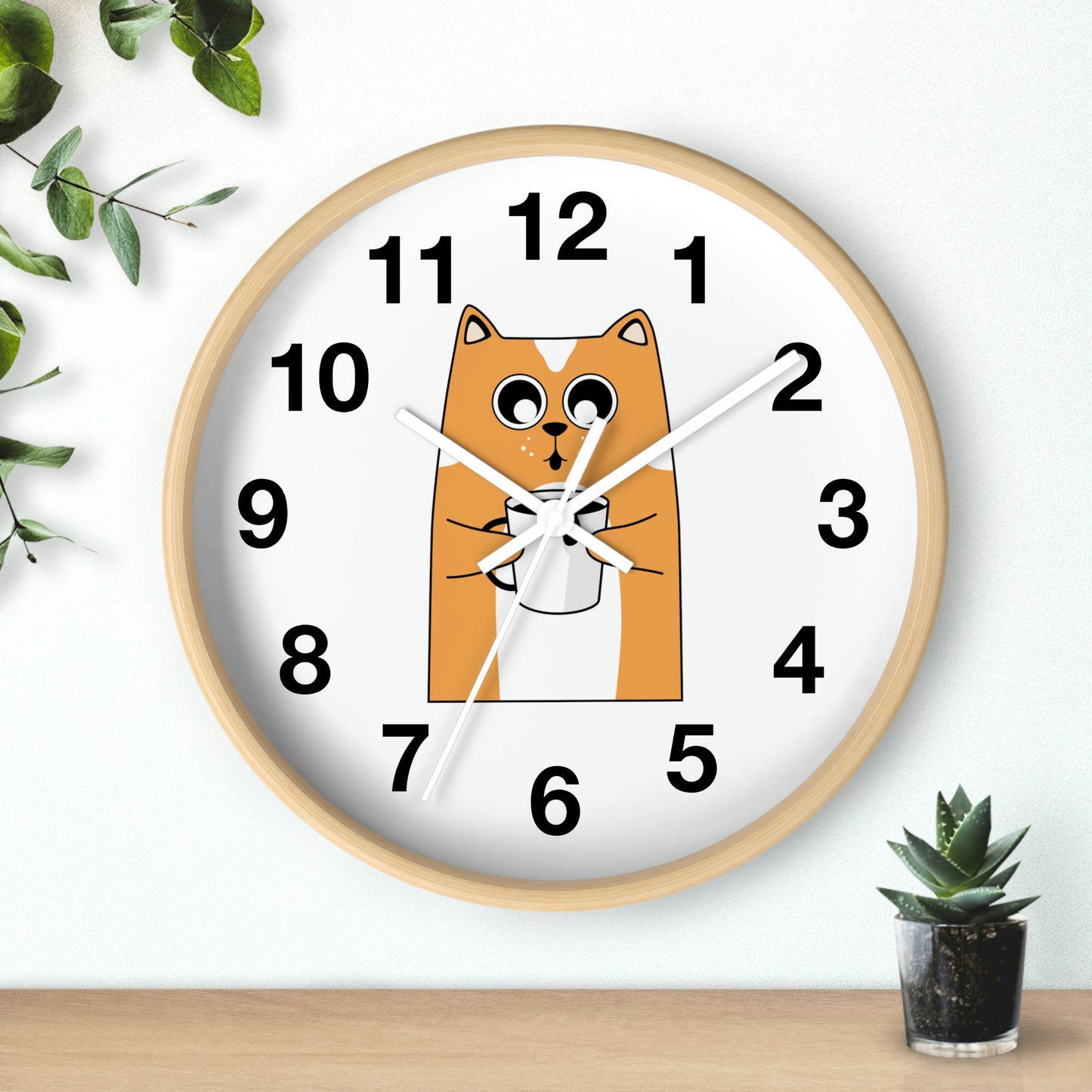 Horloge murale chat avec café chaud Horloge murale pour amoureux des chats Cadeau fabuleux !