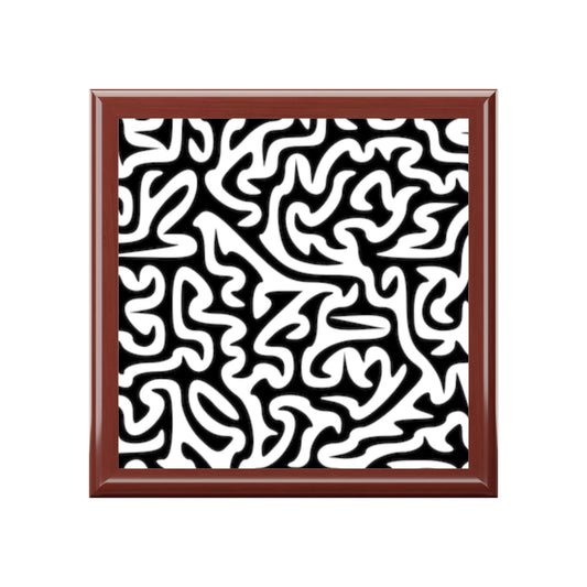 Maze Black and White. Three Colors. Cost: $65.00. Custom Artwork. Unique Whimsical Flare. Vivid Colors.  Keep your Jewelry inside, Necklaces, Bracelets, Rings and Keepsakes from your Children or Grandchildren. I Love these Jewelry Boxes from Shookie Mookie!