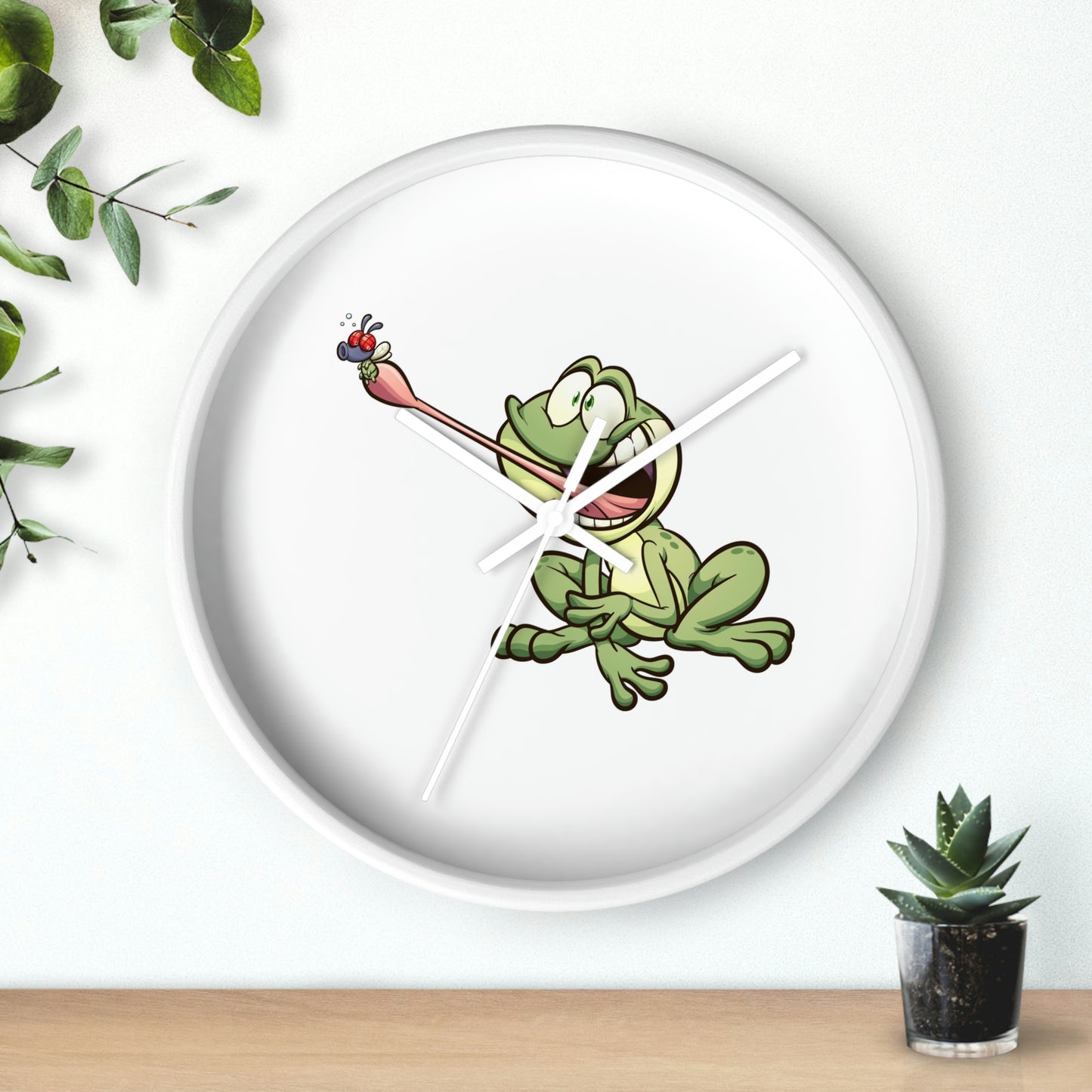 Reloj de pared con forma de rana atrapando un insecto. ¡Ideal para la habitación de los niños! ¡Un gran regalo!