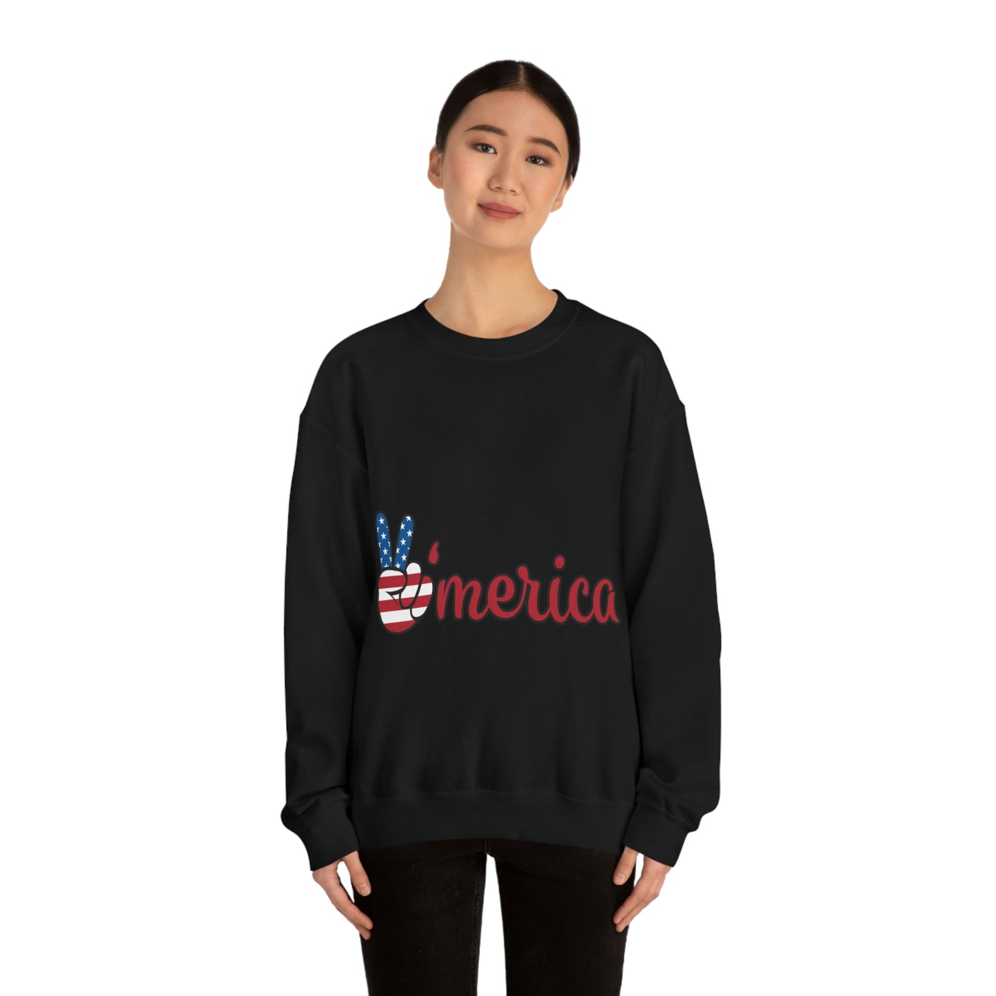 Sudadera de cuello redondo con el símbolo de la paz de Estados Unidos ¡Viajemos juntos!