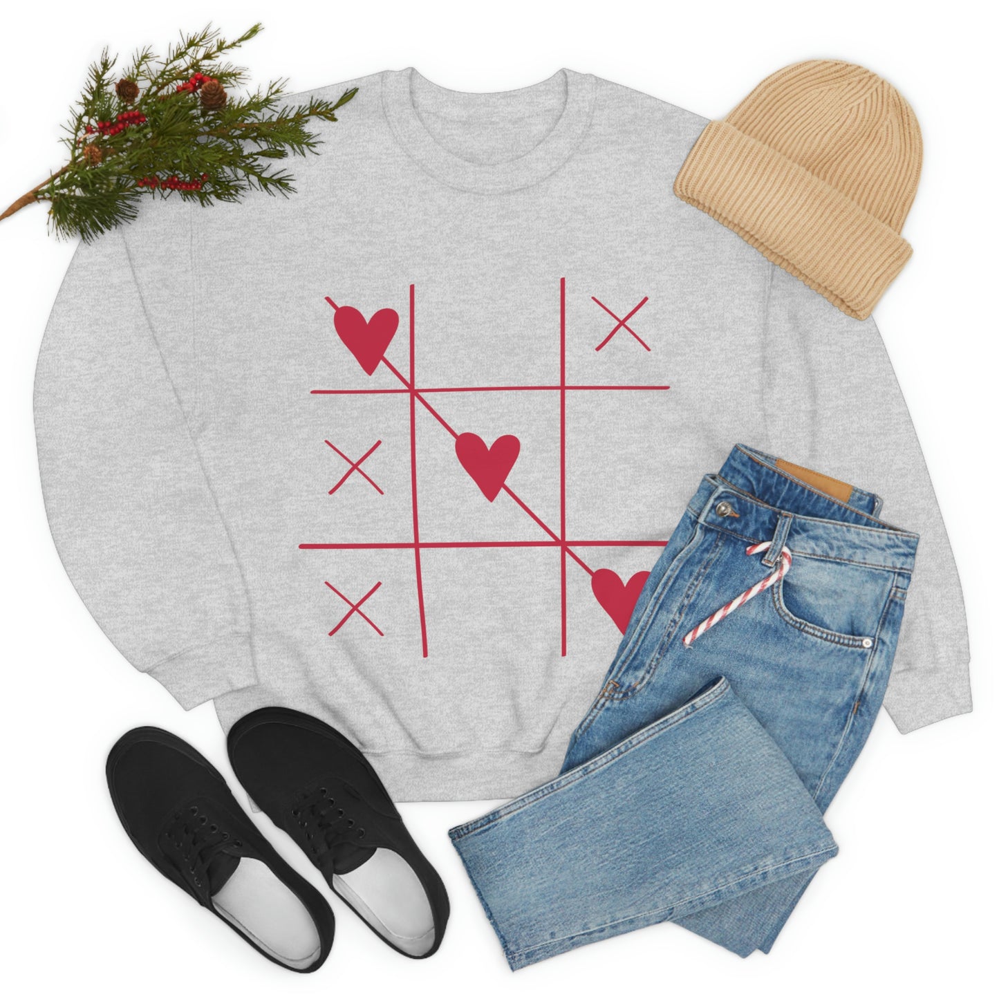 Sudadera con cuello redondo Tic Tac Toe ¡Me encanta mi regalo de cumpleaños!