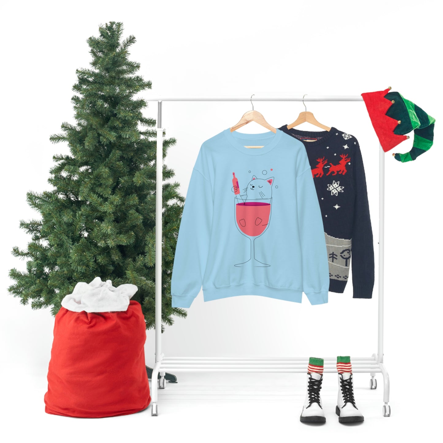 Cat in Wine Cup Drinking Sweatshirt My Sister Would Love This Gift!