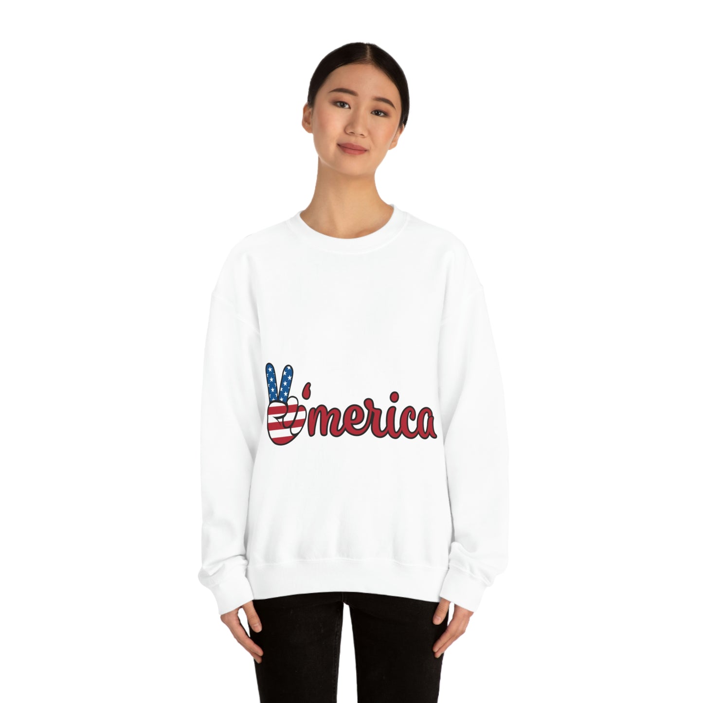 Sudadera de cuello redondo con el símbolo de la paz de Estados Unidos ¡Viajemos juntos!